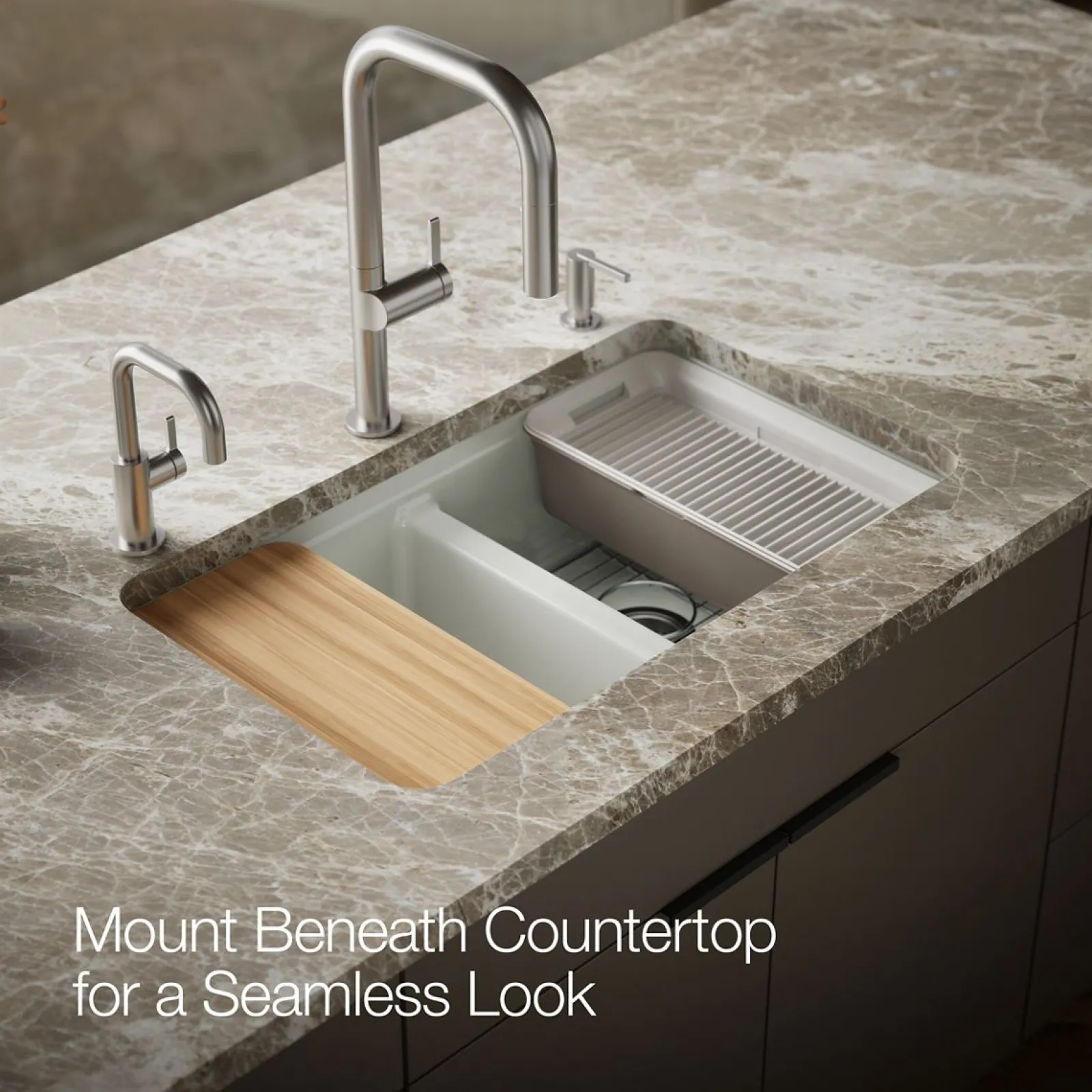 33" undermount double-bowl workstation kitchen sink^Kohler New