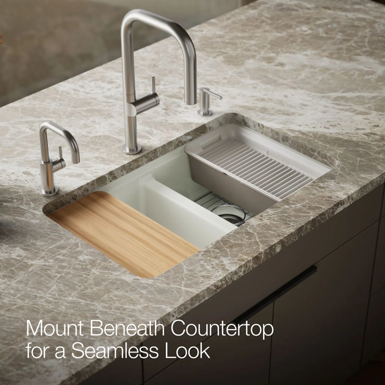 33" undermount double-bowl workstation kitchen sink^Kohler New