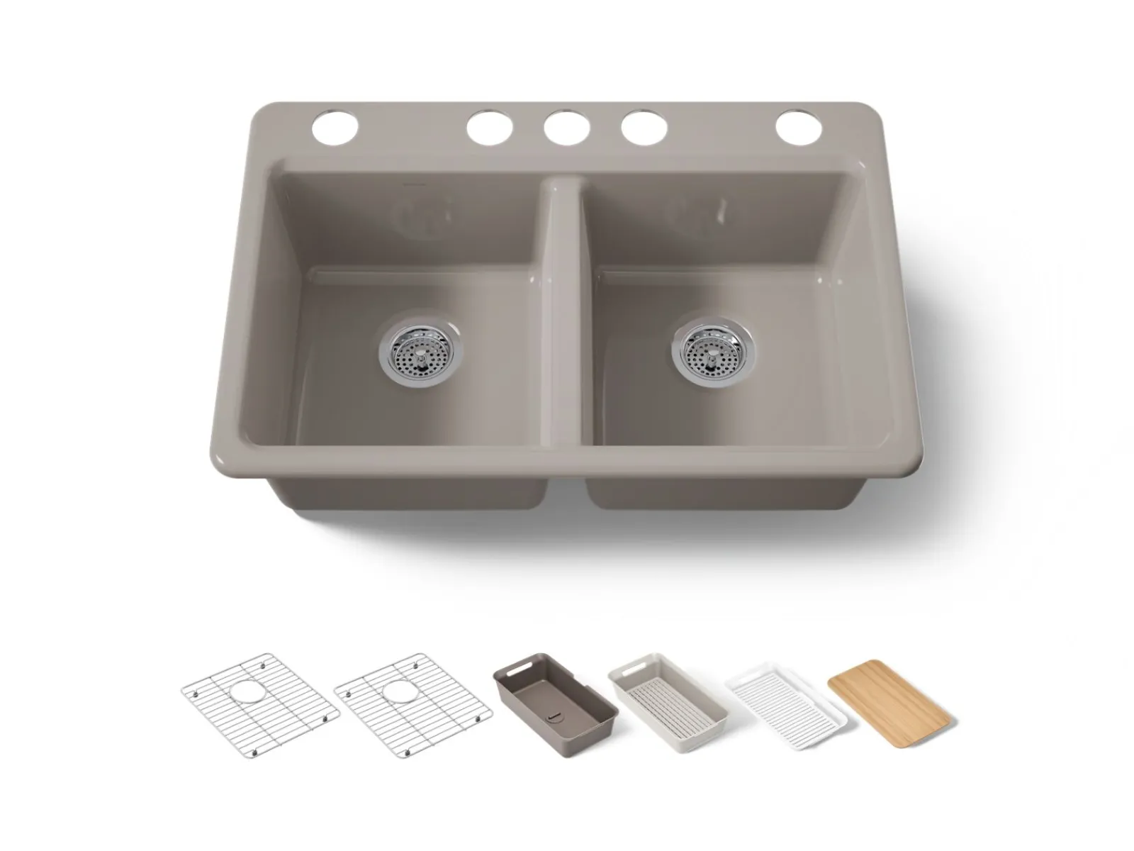 33" undermount double-bowl workstation kitchen sink^Kohler New