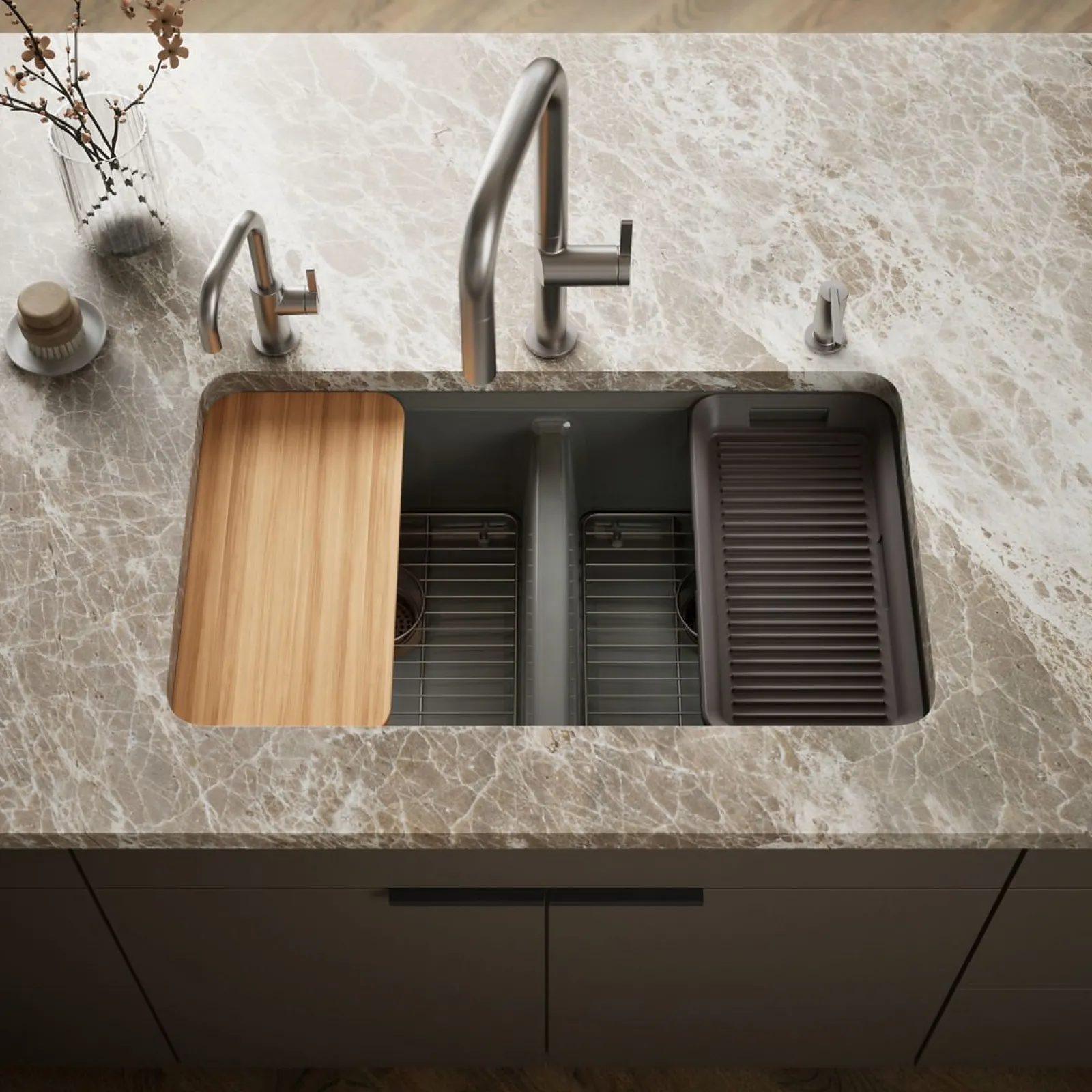33" undermount double-bowl workstation kitchen sink^Kohler New