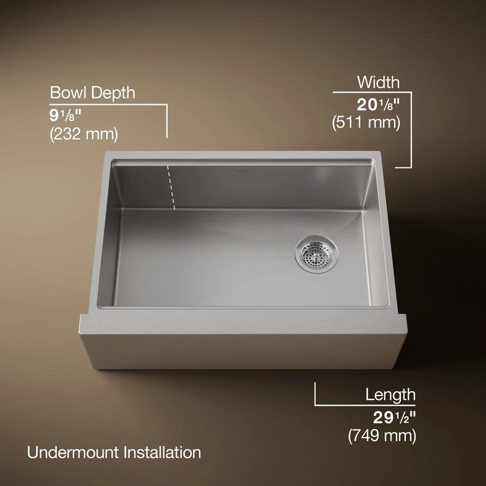 29-1/2" undermount single-bowl farmhouse workstation kitchen sink^Kohler Online