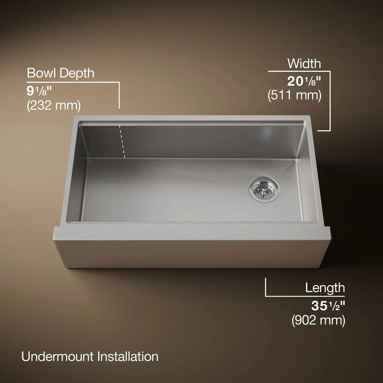 35-1/2" undermount single-bowl farmhouse workstation kitchen sink^Kohler Best