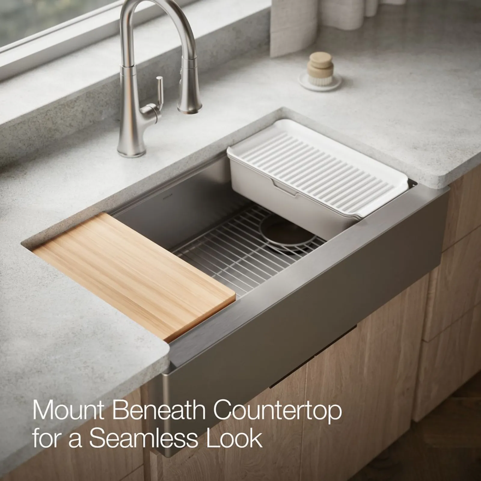 35-1/2" undermount single-bowl farmhouse workstation kitchen sink^Kohler Best