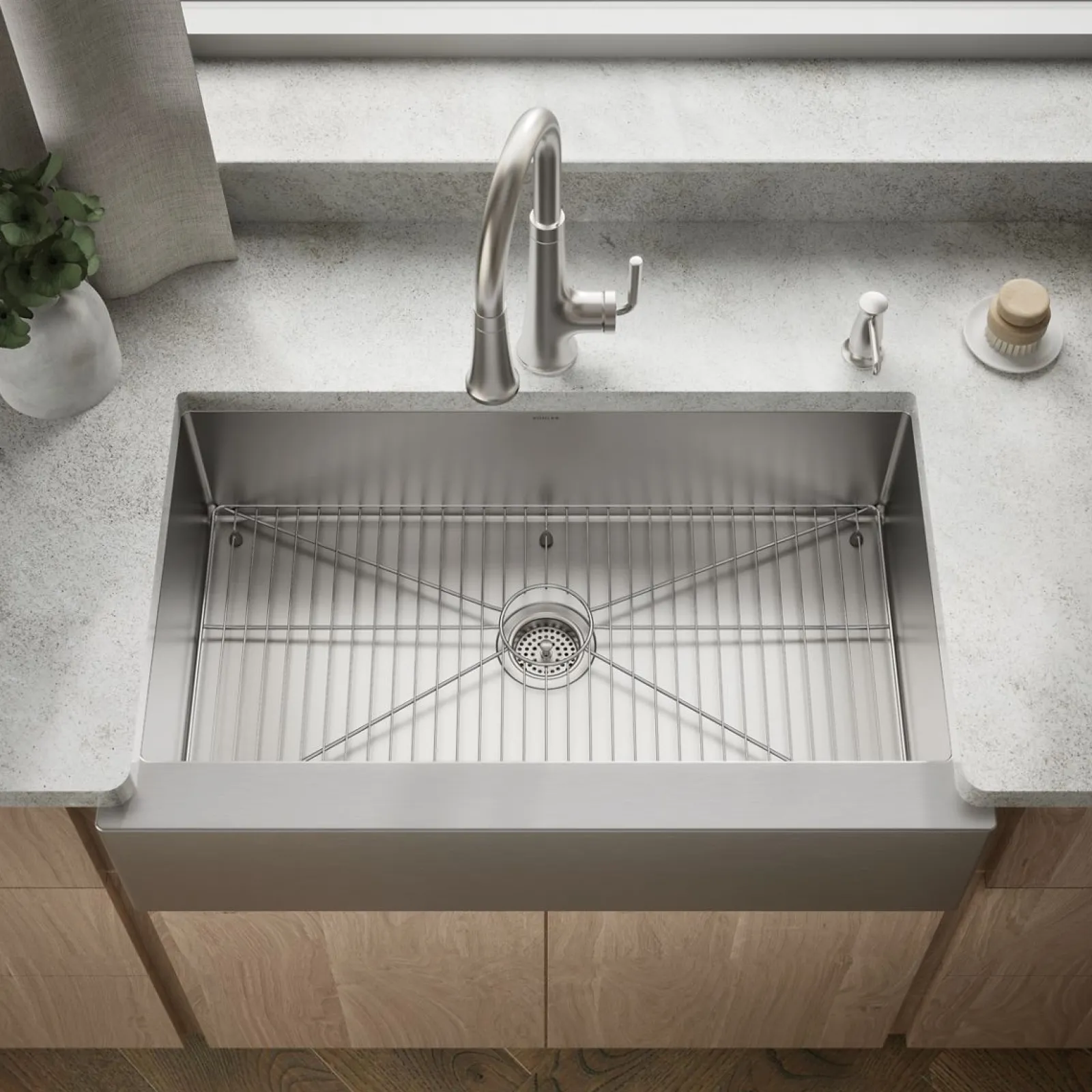 35-1/2" undermount single-bowl farmhouse kitchen sink^Kohler