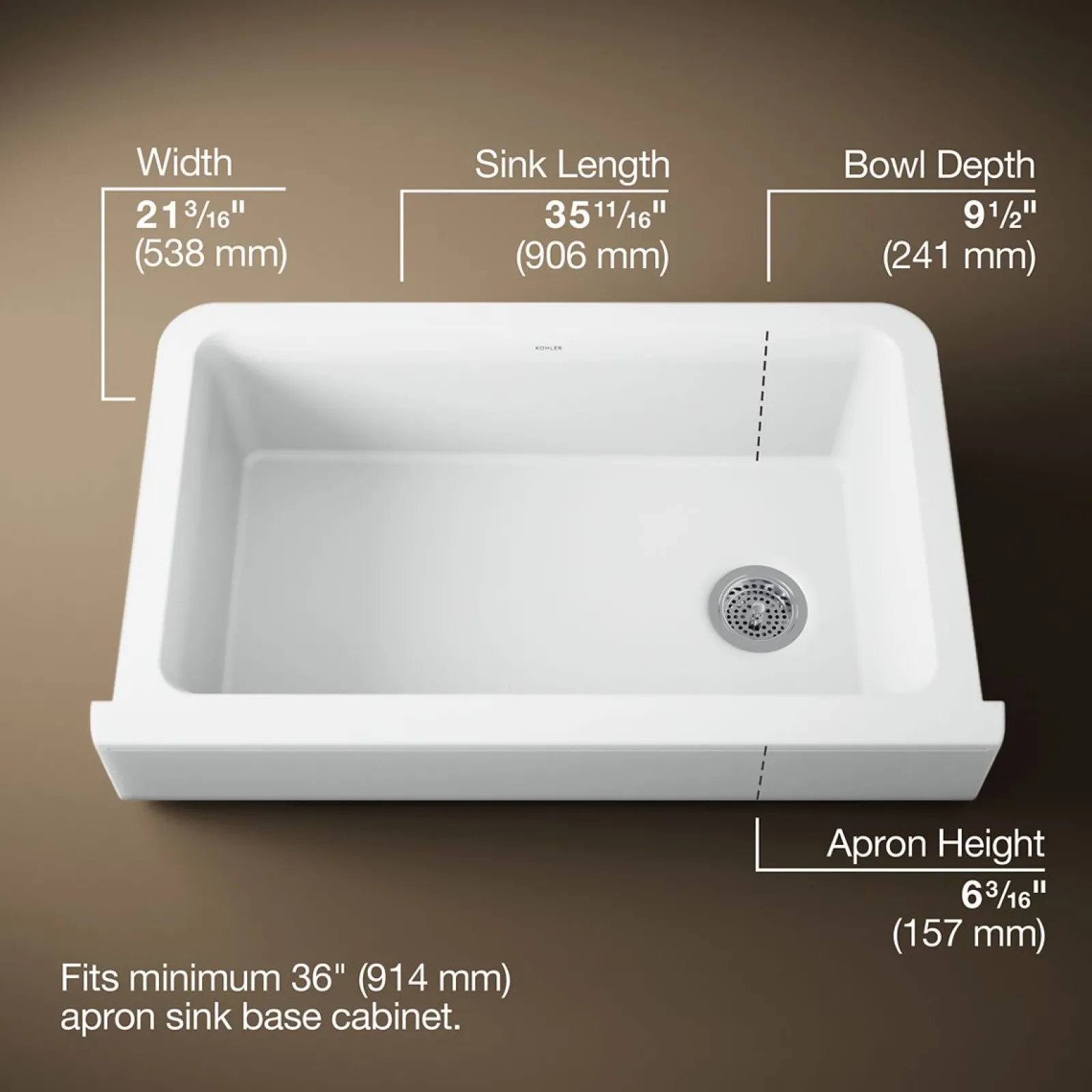 Undermount single-bowl farmhouse kitchen sink^Kohler New