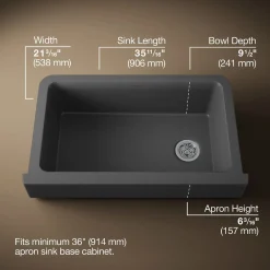 Undermount single-bowl farmhouse kitchen sink^Kohler New