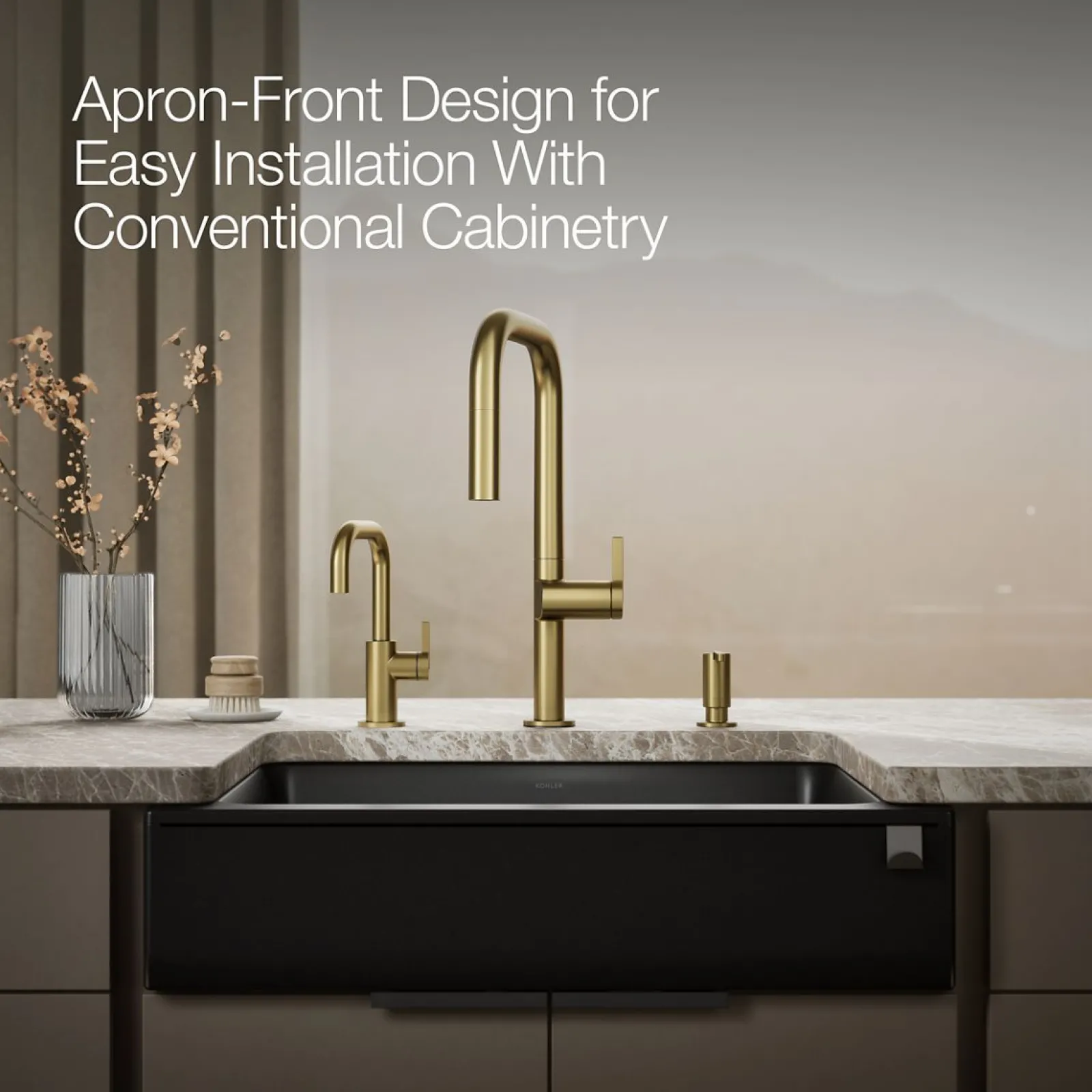 29-3/4" undermount single-bowl farmhouse kitchen sink with short apron^Kohler