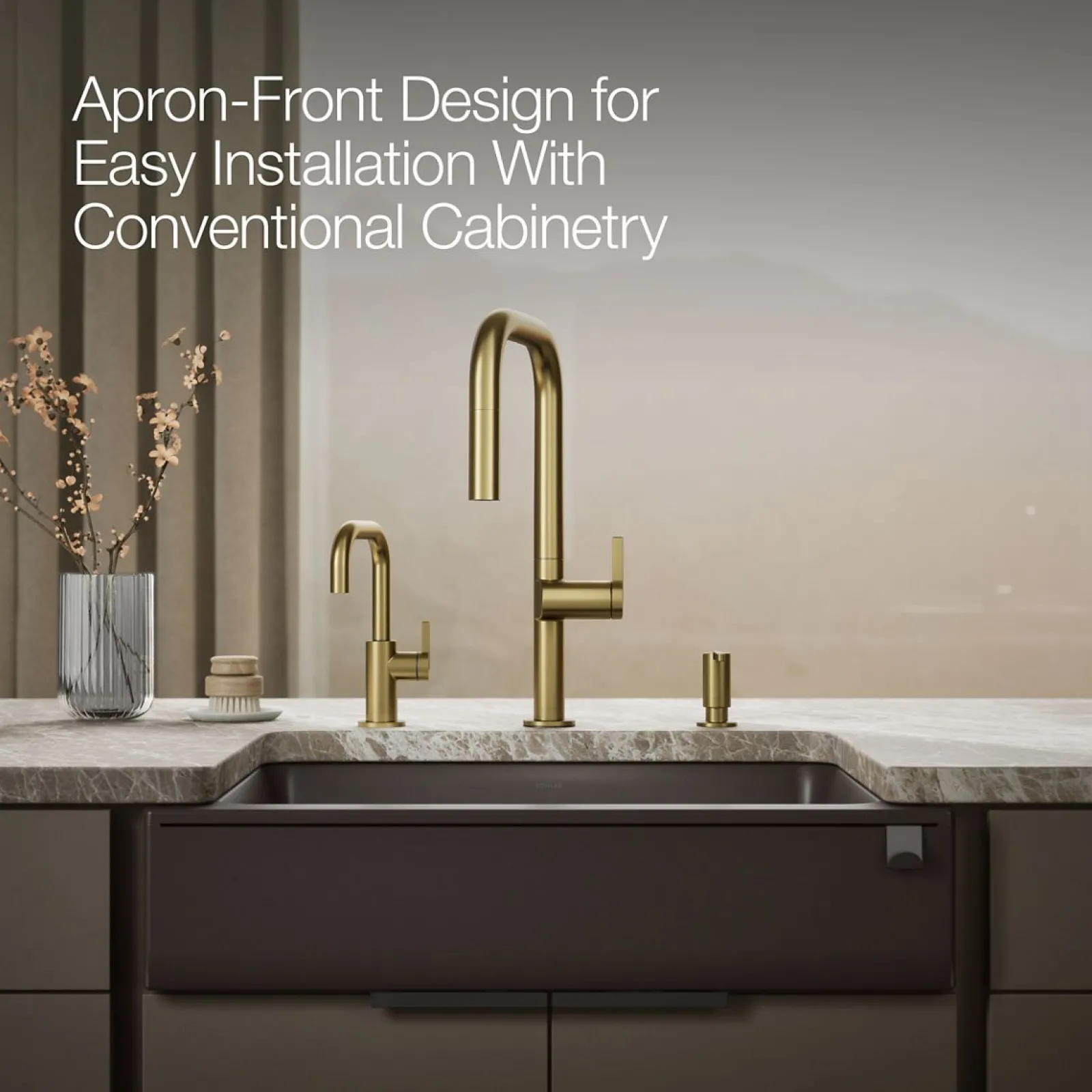 29-3/4" undermount single-bowl farmhouse kitchen sink with short apron^Kohler
