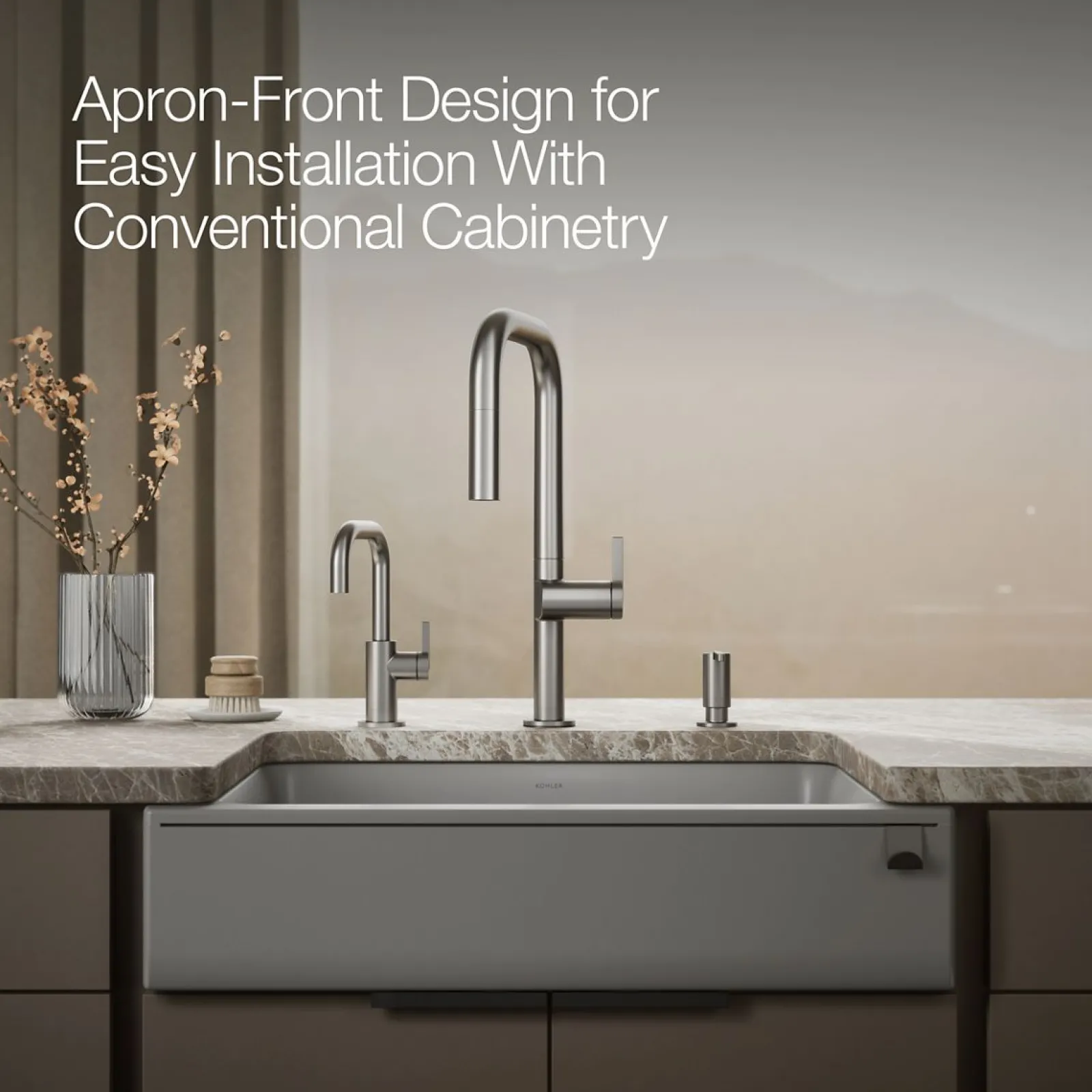 29-3/4" undermount single-bowl farmhouse kitchen sink with short apron^Kohler