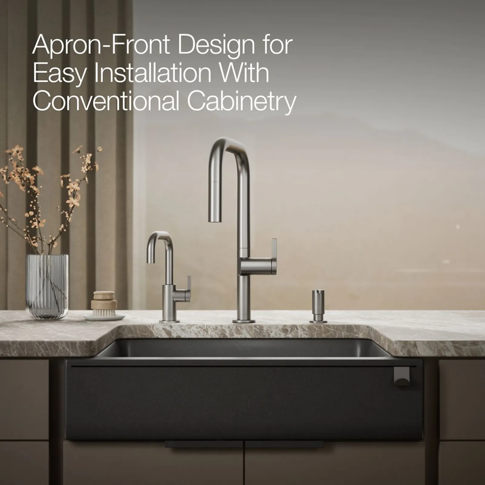 29-3/4" undermount single-bowl farmhouse kitchen sink with short apron^Kohler
