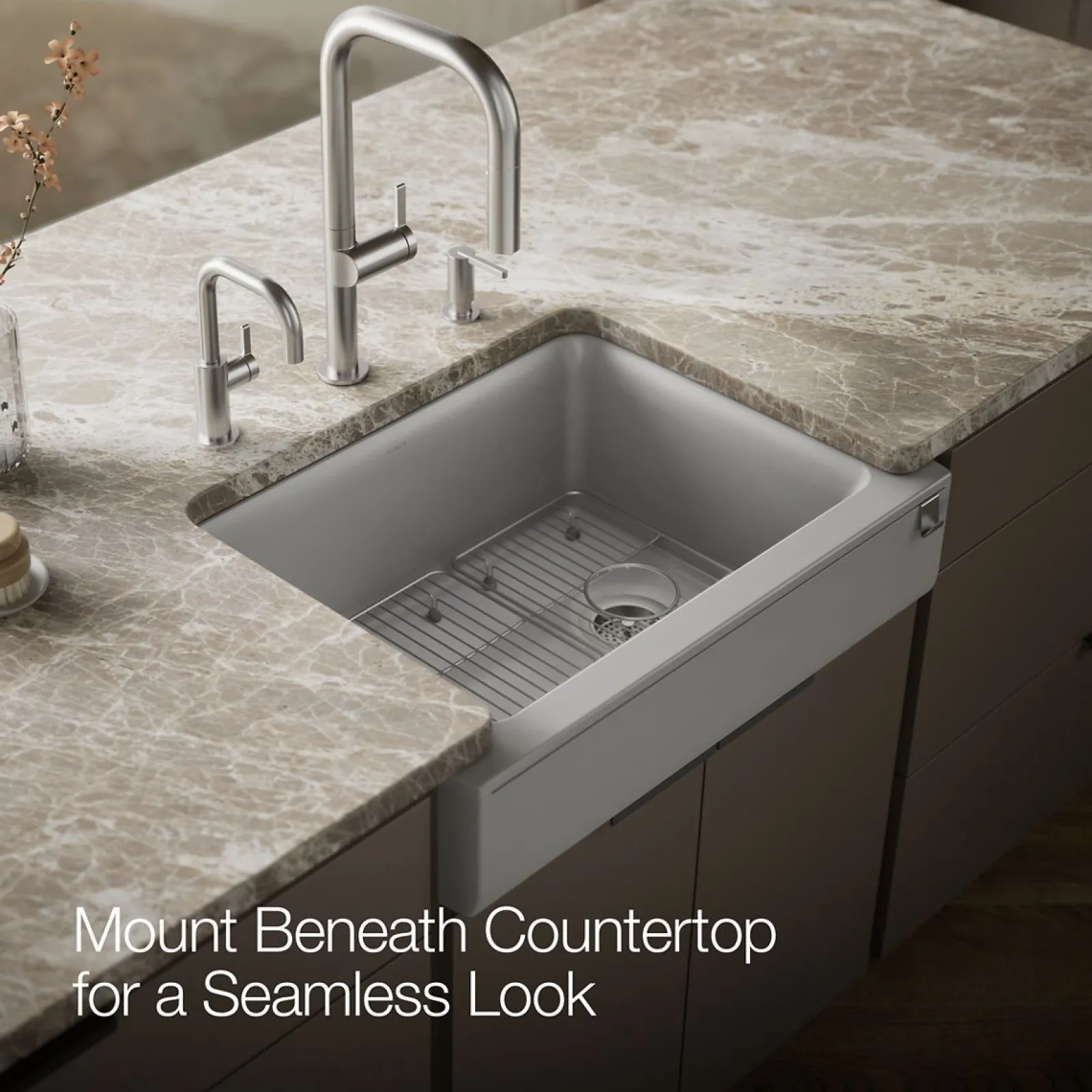 29-3/4" undermount single-bowl farmhouse kitchen sink with short apron^Kohler