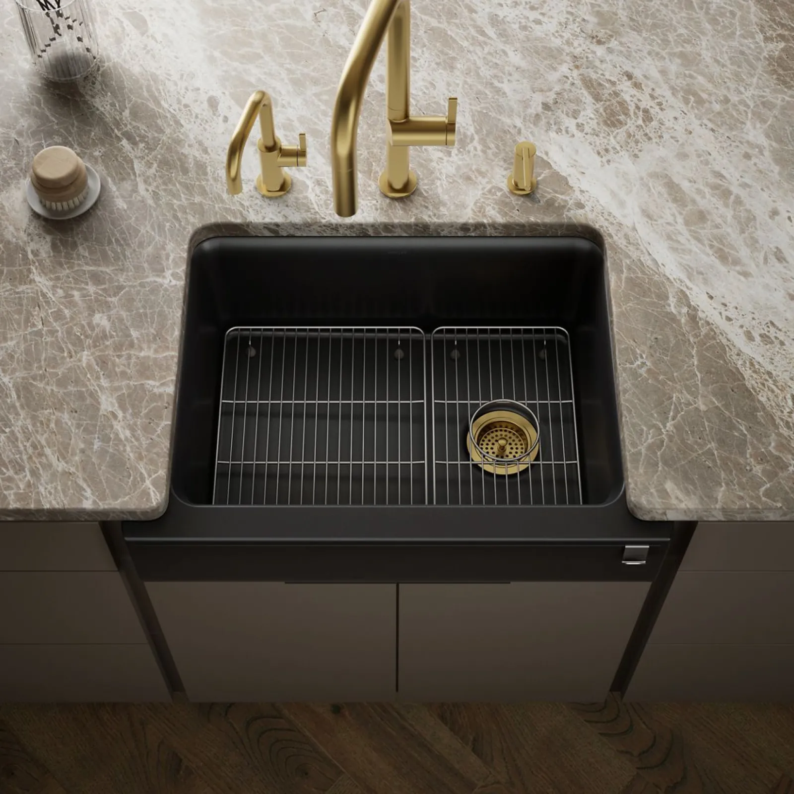 29-3/4" undermount single-bowl farmhouse kitchen sink with short apron^Kohler