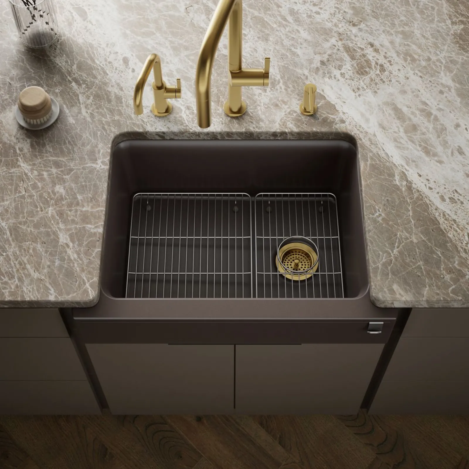 29-3/4" undermount single-bowl farmhouse kitchen sink with short apron^Kohler