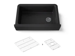 34" undermount single-bowl farmhouse kitchen sink with fluted design^Kohler Discount