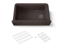 34" undermount single-bowl farmhouse kitchen sink with fluted design^Kohler Discount
