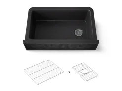 34" undermount single-bowl farmhouse kitchen sink with faceted design^Kohler Hot