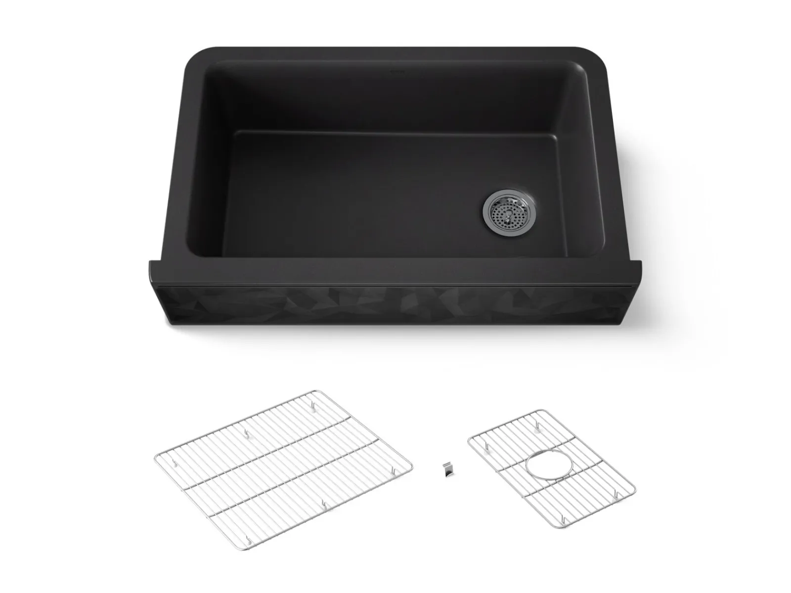 34" undermount single-bowl farmhouse kitchen sink with faceted design^Kohler Hot