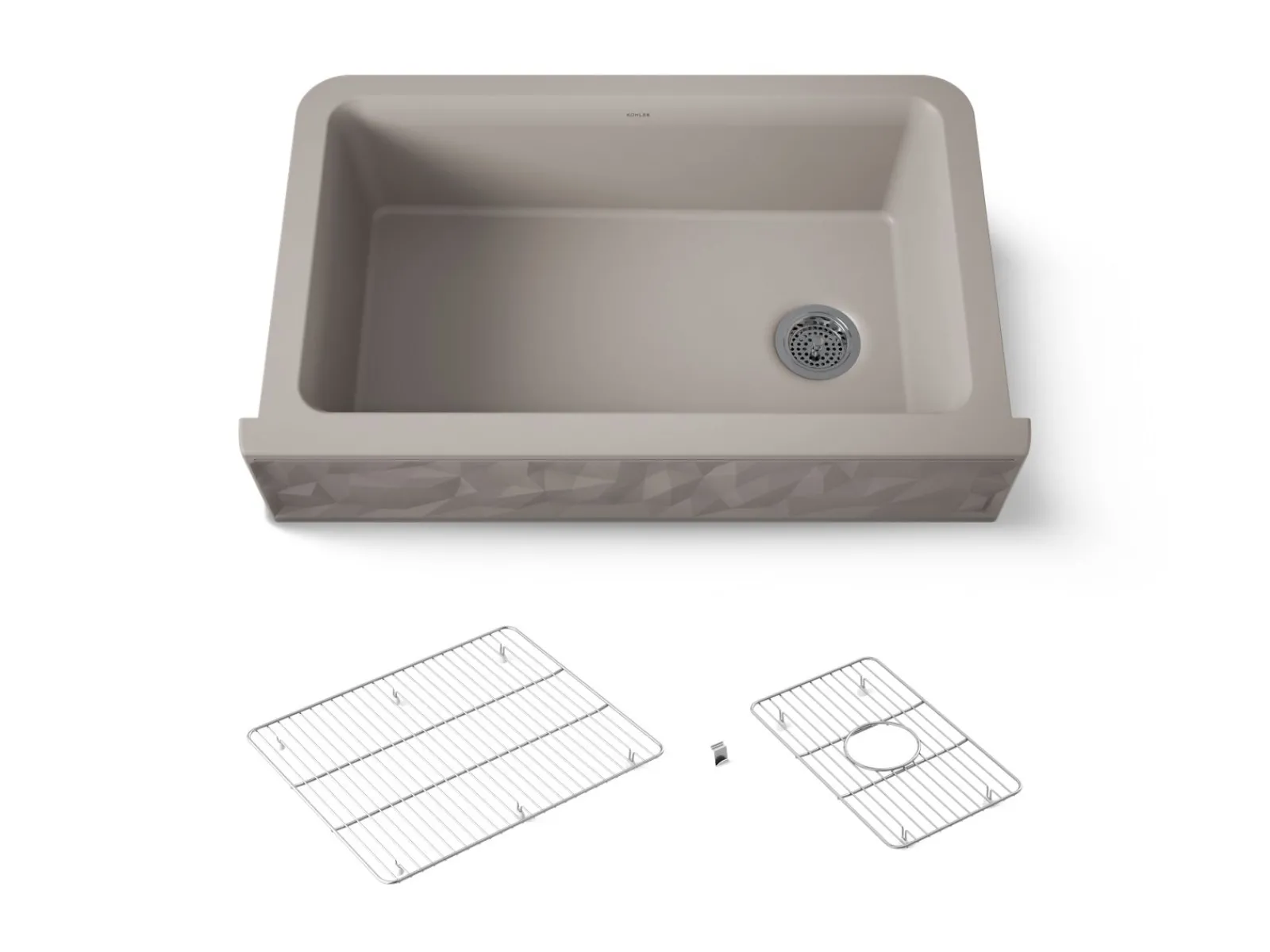 34" undermount single-bowl farmhouse kitchen sink with faceted design^Kohler Hot