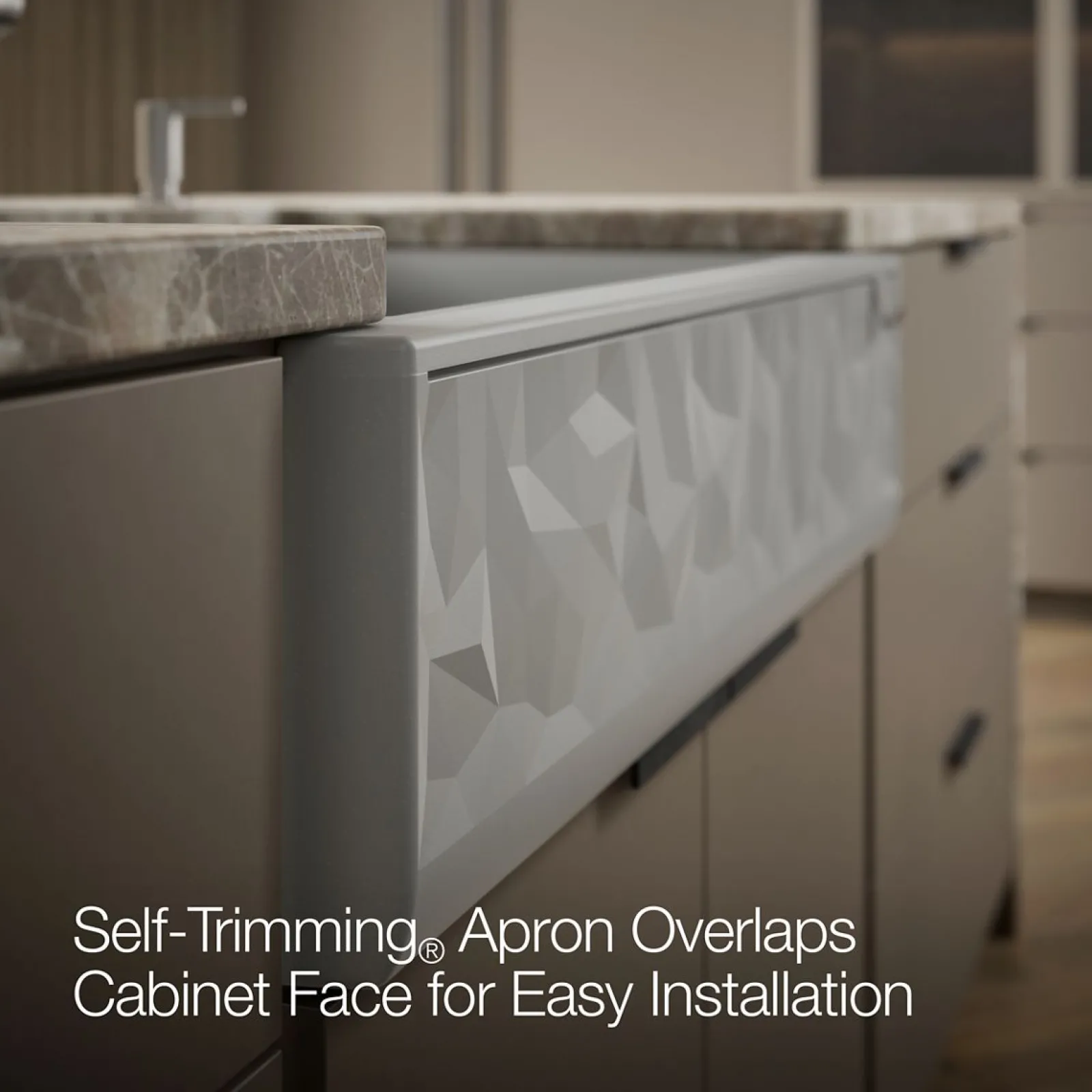 34" undermount single-bowl farmhouse kitchen sink with faceted design^Kohler Hot