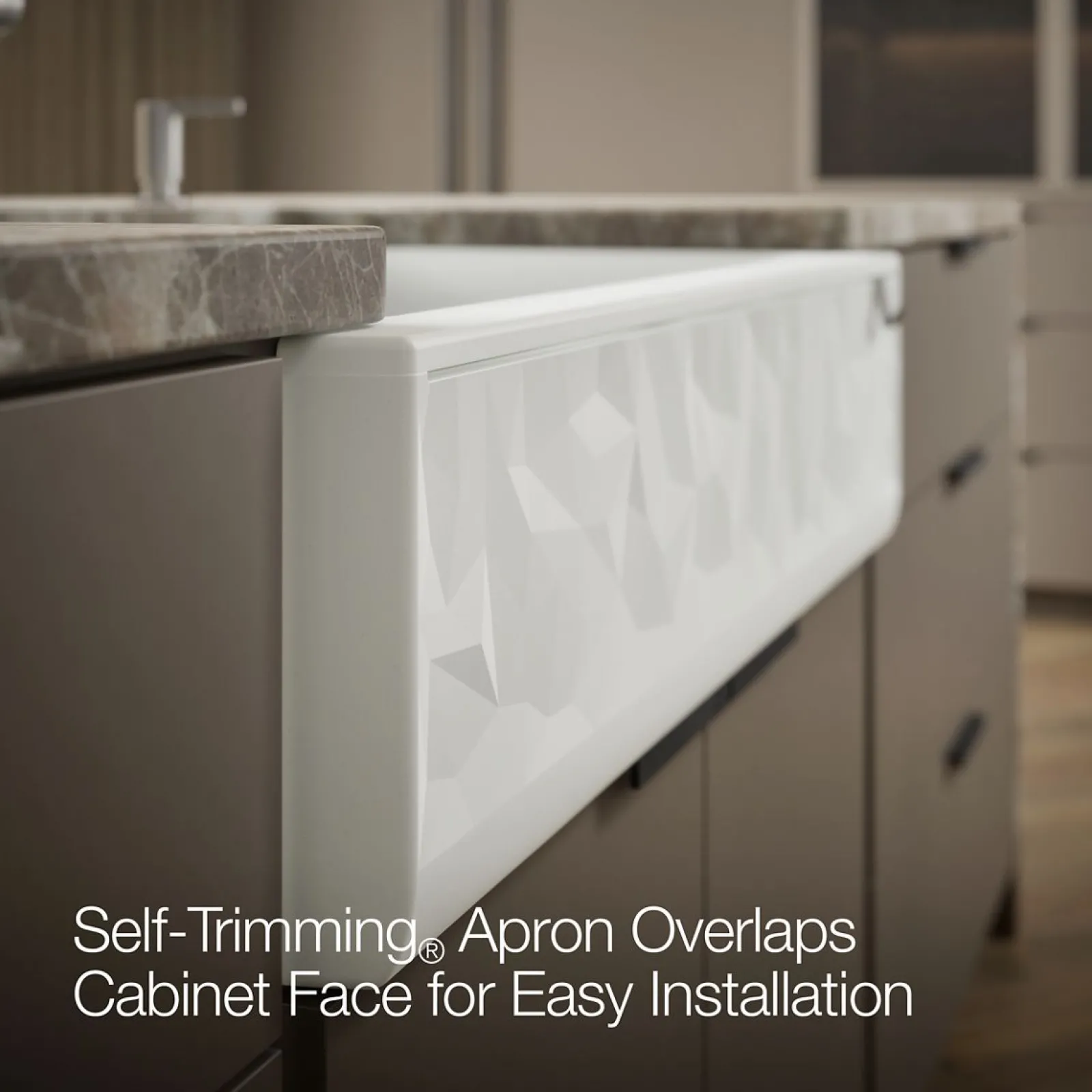 34" undermount single-bowl farmhouse kitchen sink with faceted design^Kohler Hot