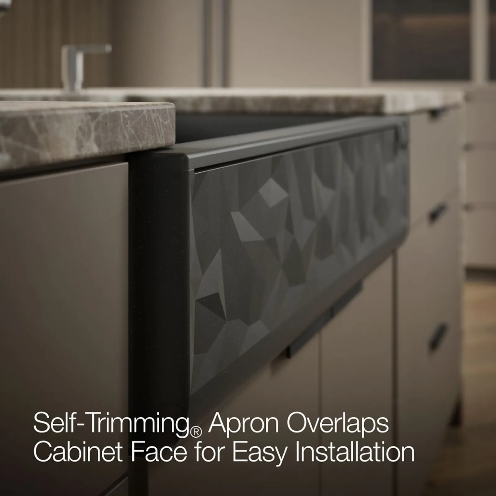 34" undermount single-bowl farmhouse kitchen sink with faceted design^Kohler Hot
