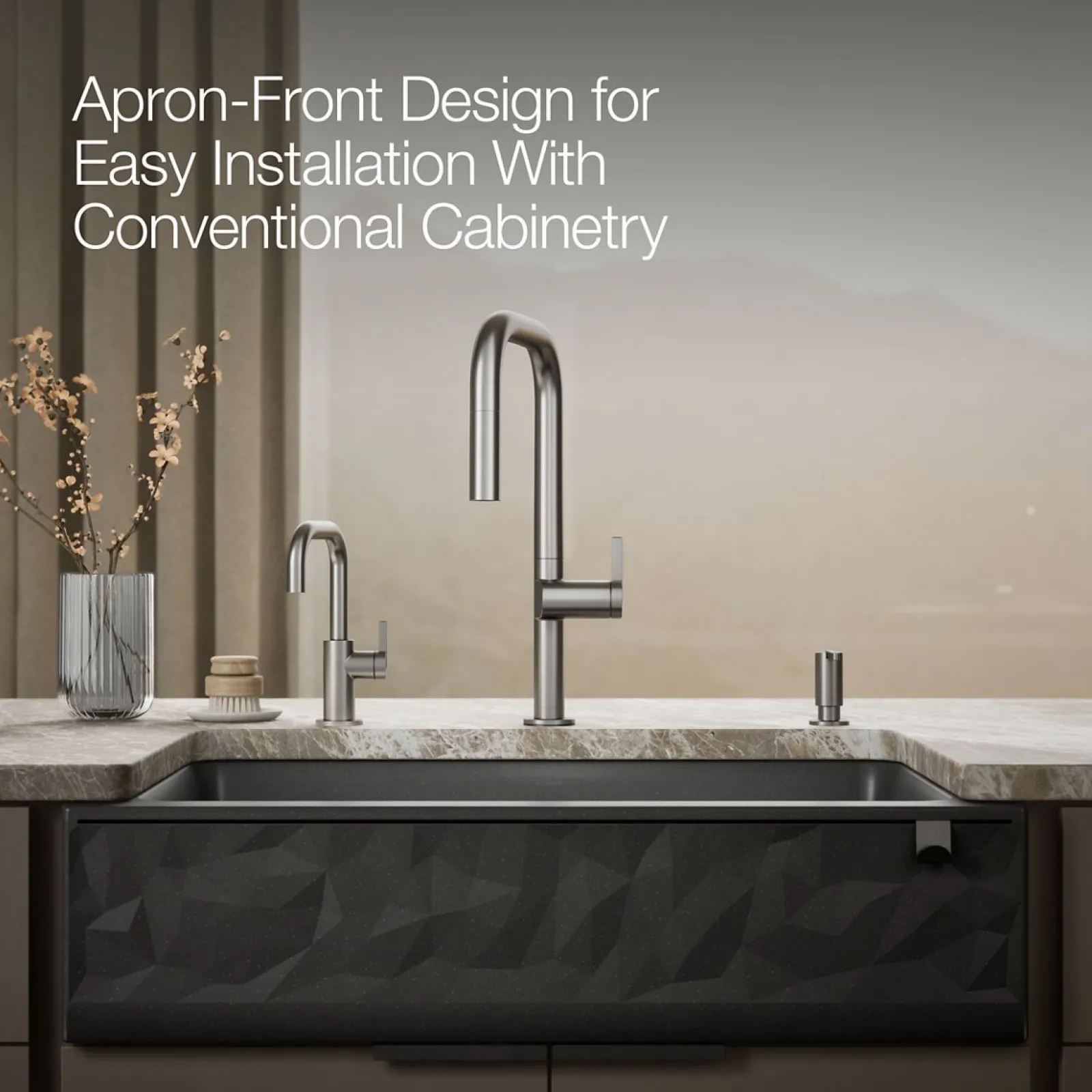34" undermount single-bowl farmhouse kitchen sink with faceted design^Kohler Hot
