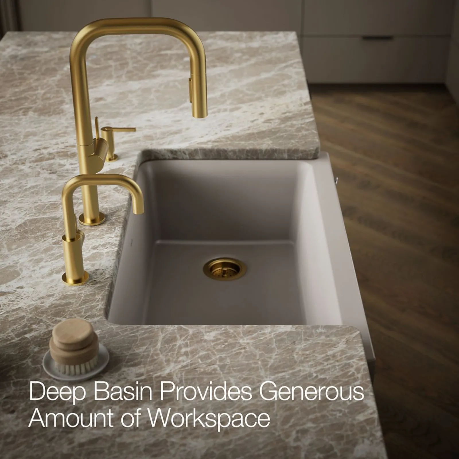 34" undermount single-bowl farmhouse kitchen sink with faceted design^Kohler Hot