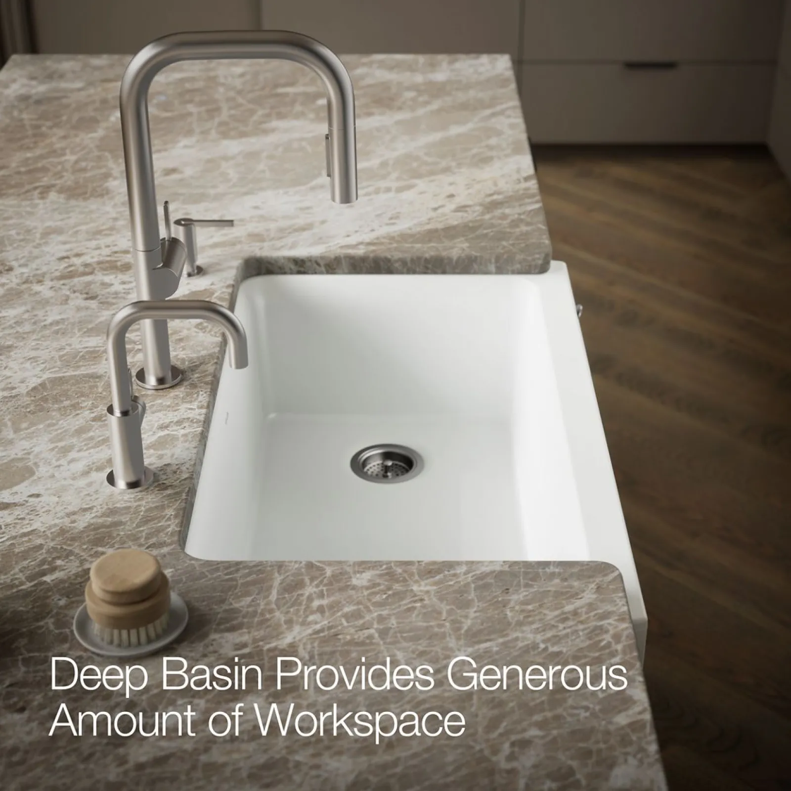 34" undermount single-bowl farmhouse kitchen sink with faceted design^Kohler Hot