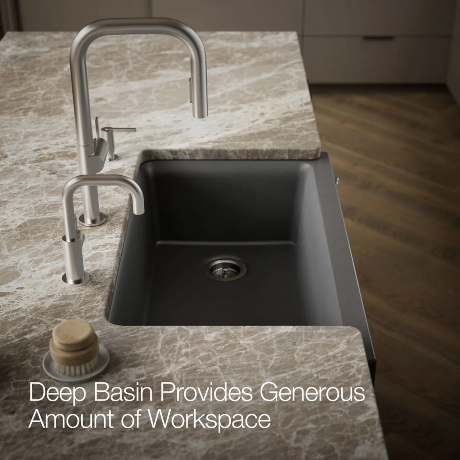 34" undermount single-bowl farmhouse kitchen sink with faceted design^Kohler Hot