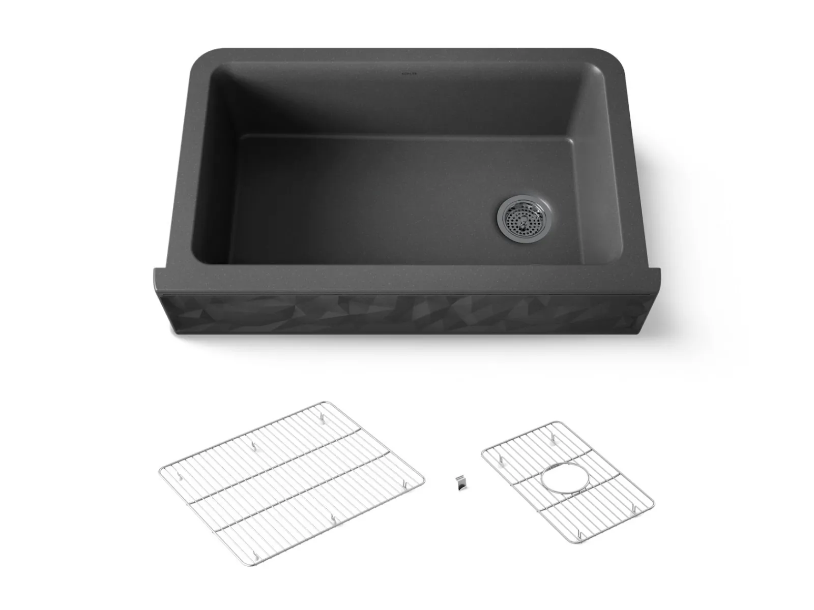 34" undermount single-bowl farmhouse kitchen sink with faceted design^Kohler Hot