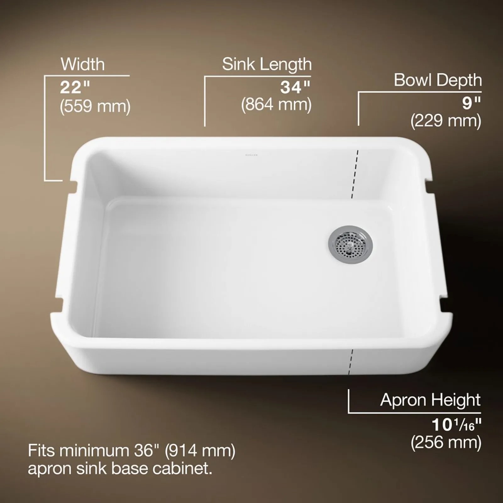 34" undermount single-bowl farmhouse kitchen sink^Kohler Clearance
