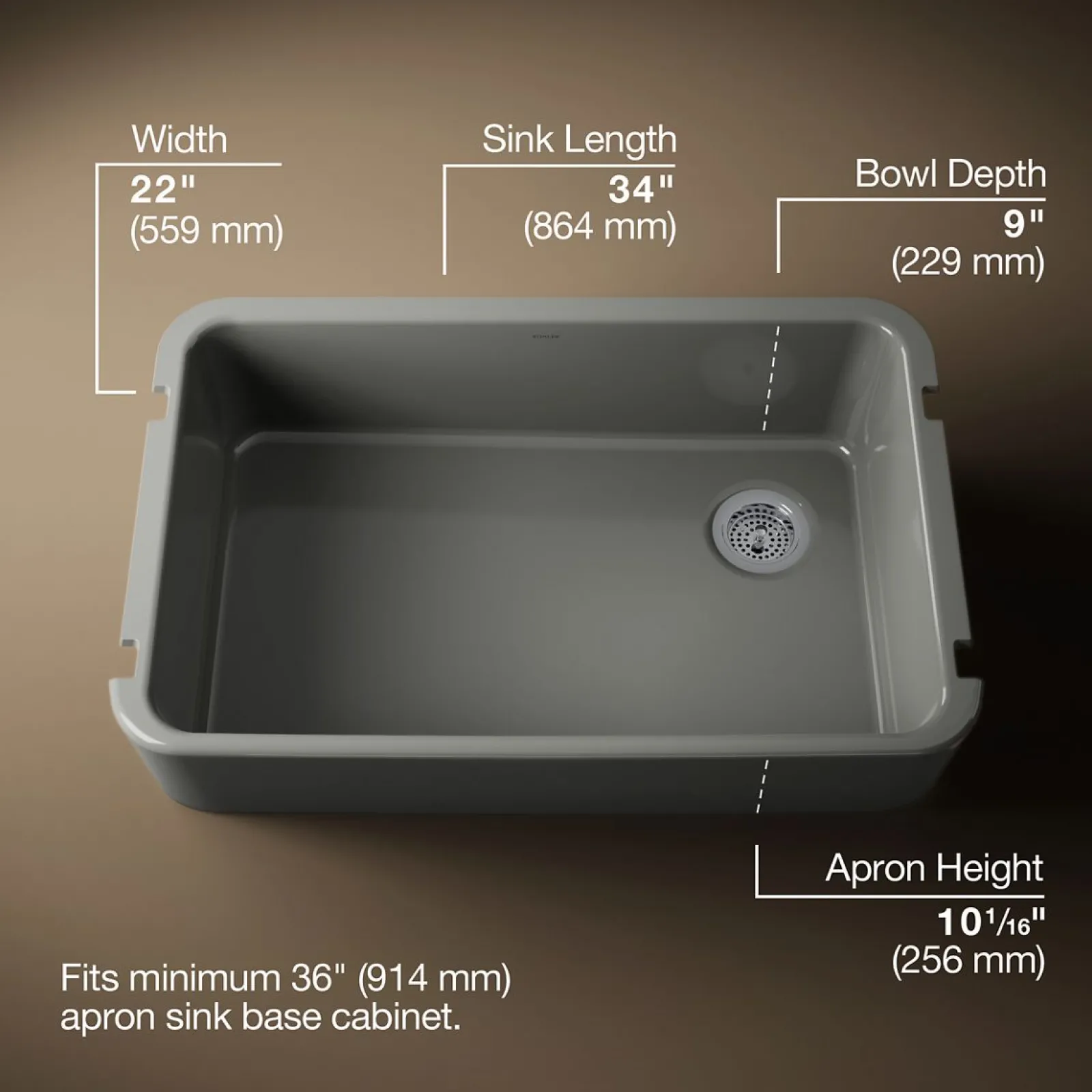 34" undermount single-bowl farmhouse kitchen sink^Kohler Clearance