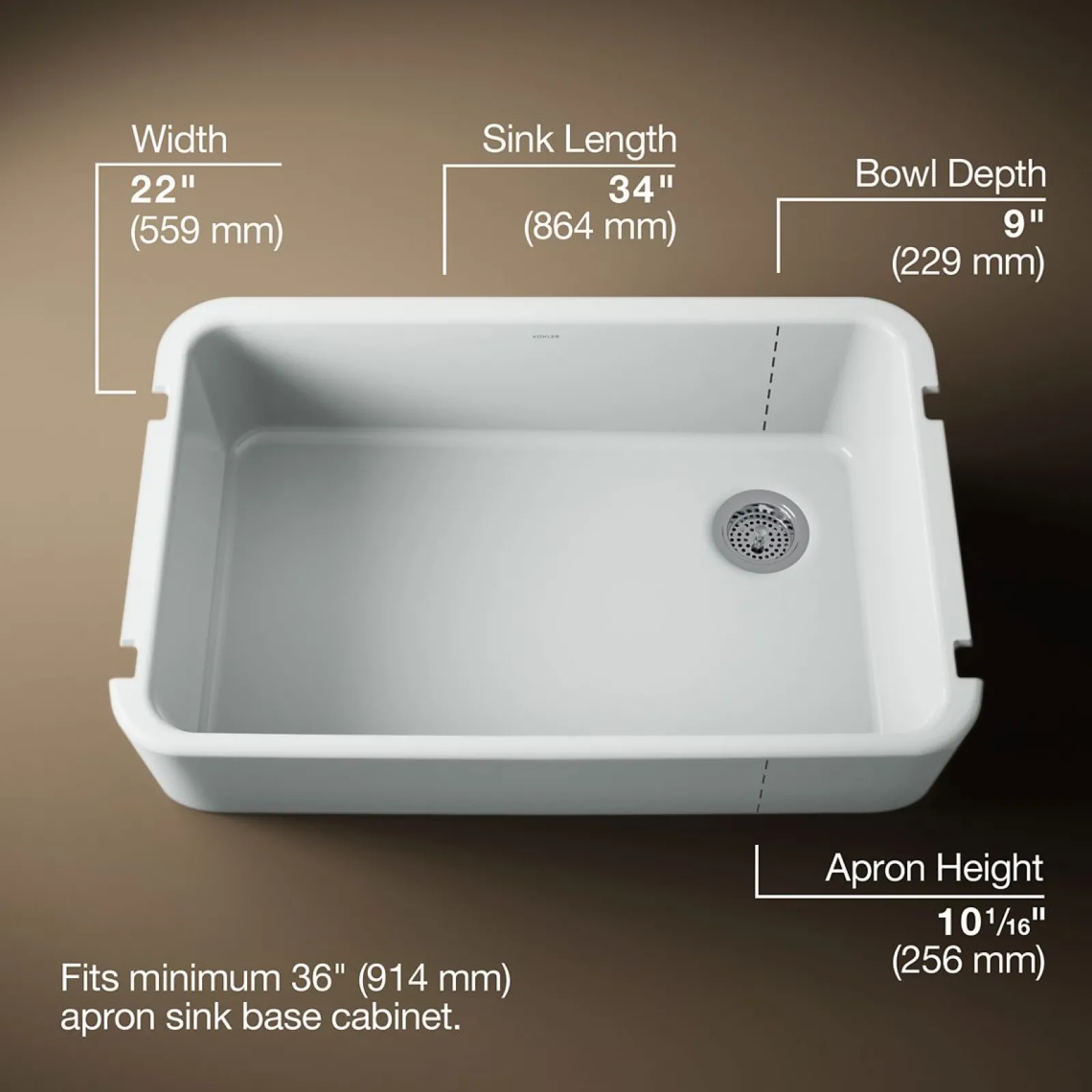 34" undermount single-bowl farmhouse kitchen sink^Kohler Clearance