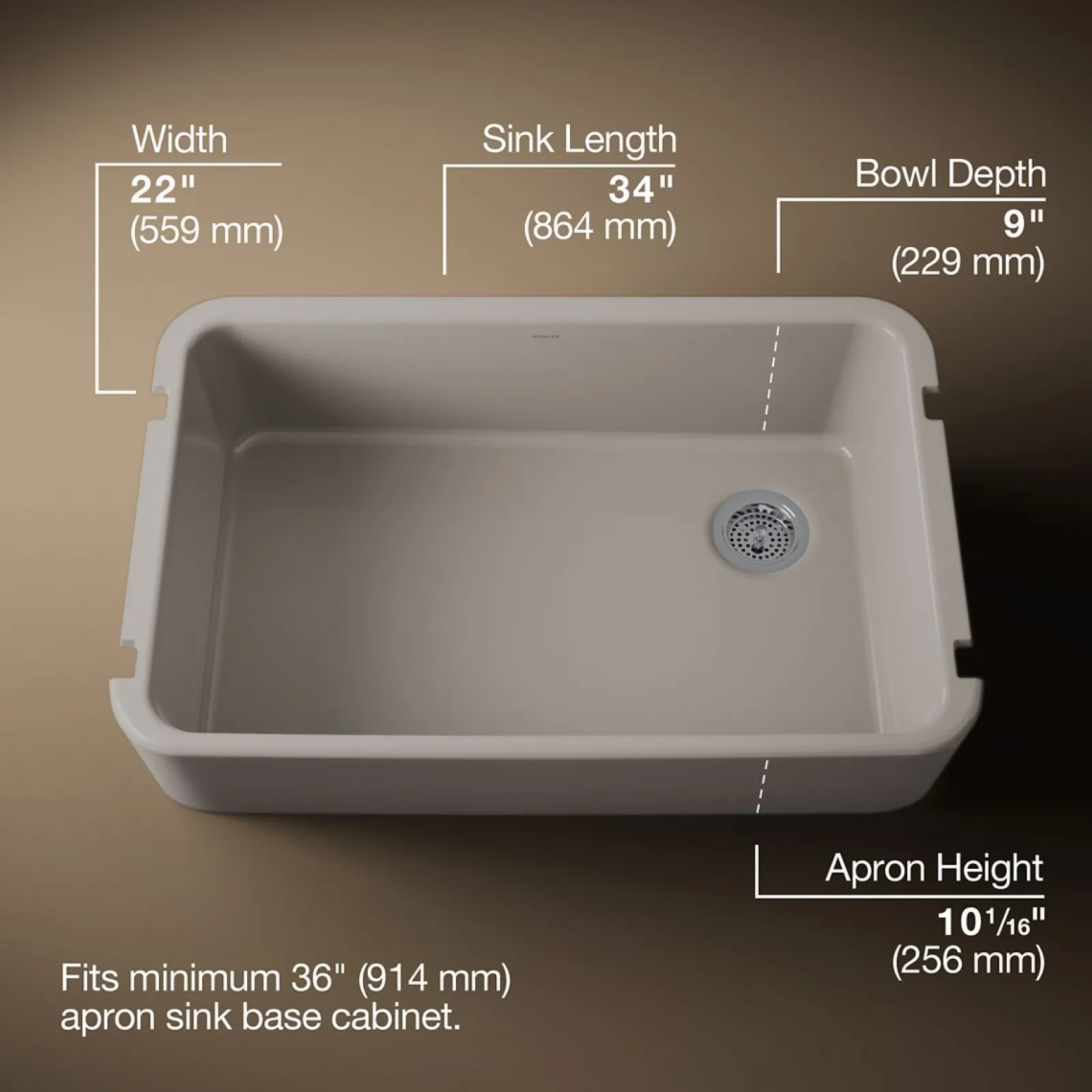 34" undermount single-bowl farmhouse kitchen sink^Kohler Clearance