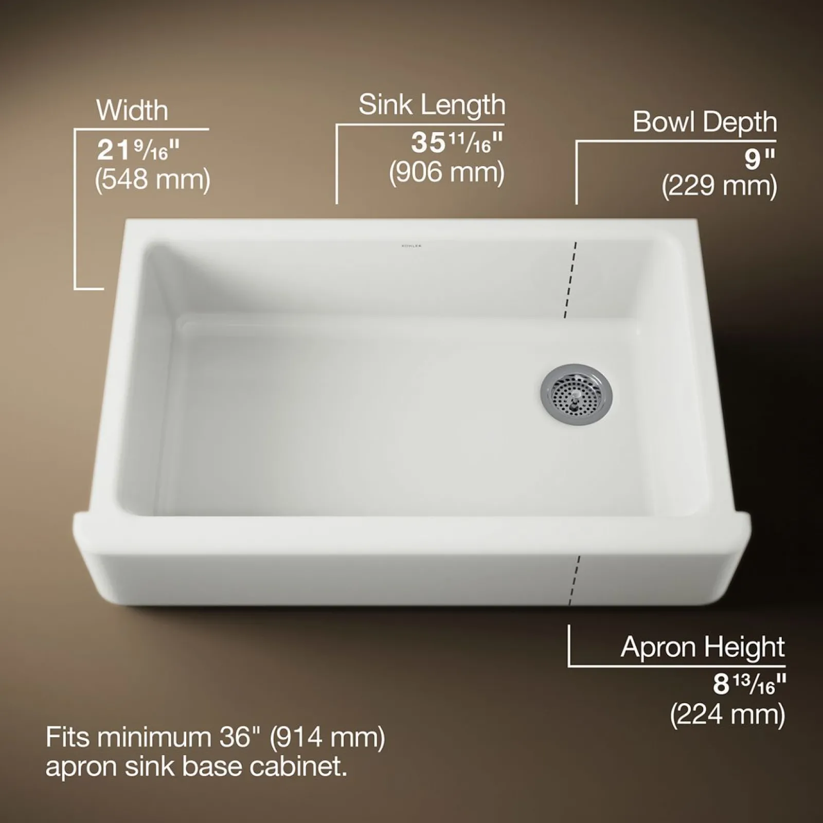 35-3/4" undermount single-bowl farmhouse kitchen sink^Kohler Sale