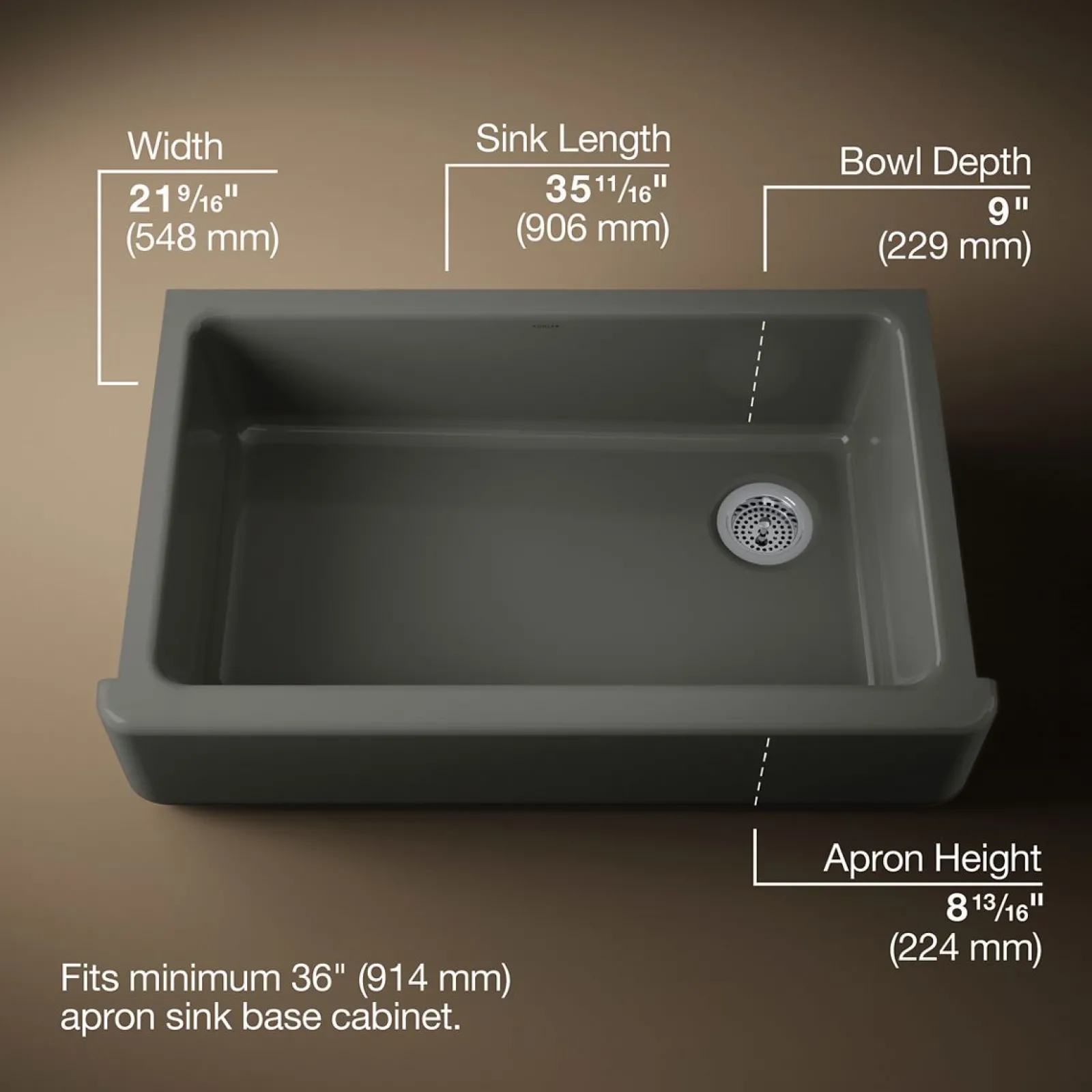 35-3/4" undermount single-bowl farmhouse kitchen sink^Kohler Sale