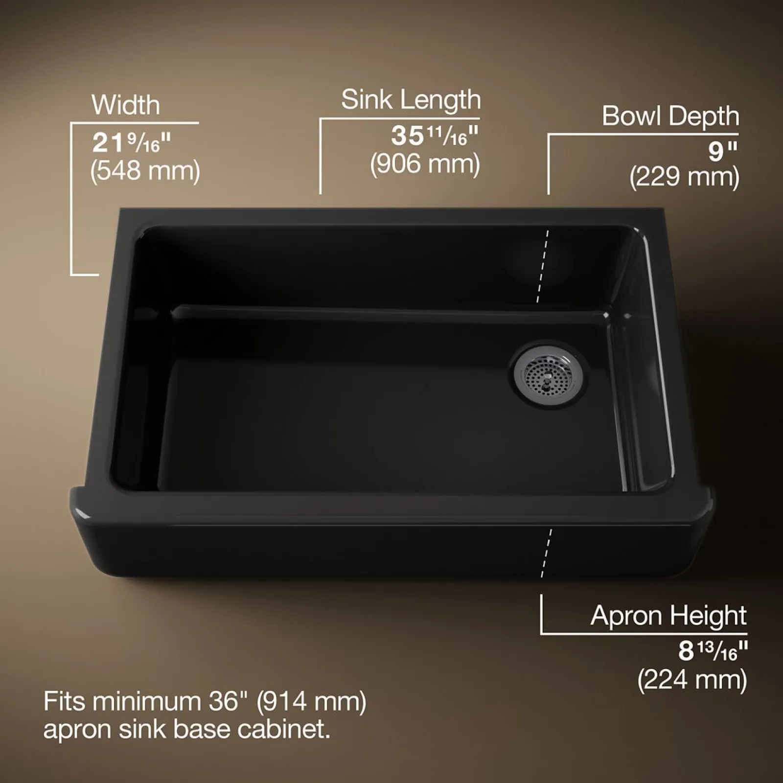 35-3/4" undermount single-bowl farmhouse kitchen sink^Kohler Sale