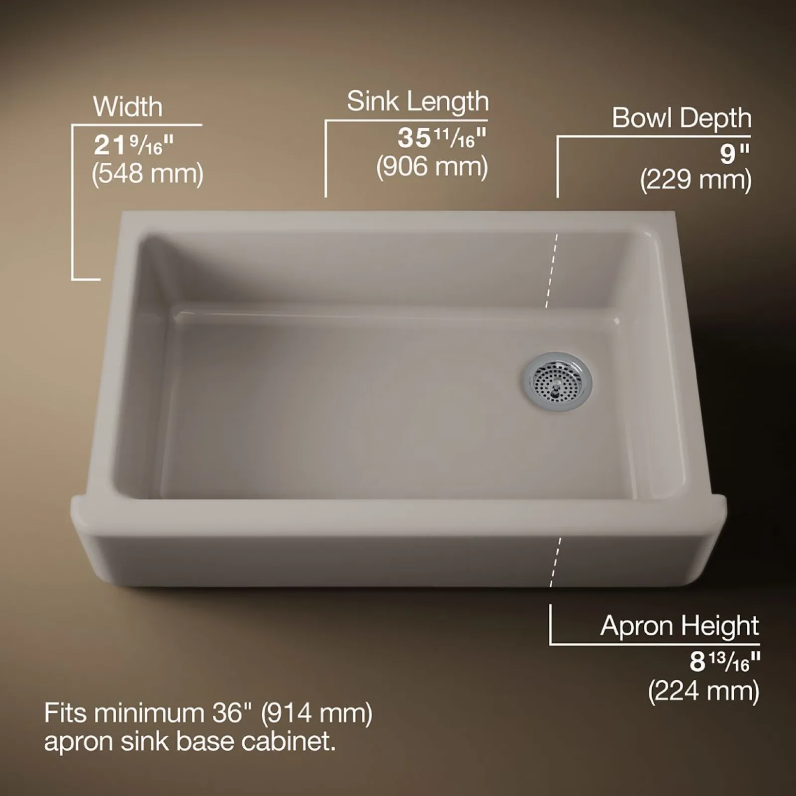 35-3/4" undermount single-bowl farmhouse kitchen sink^Kohler Sale