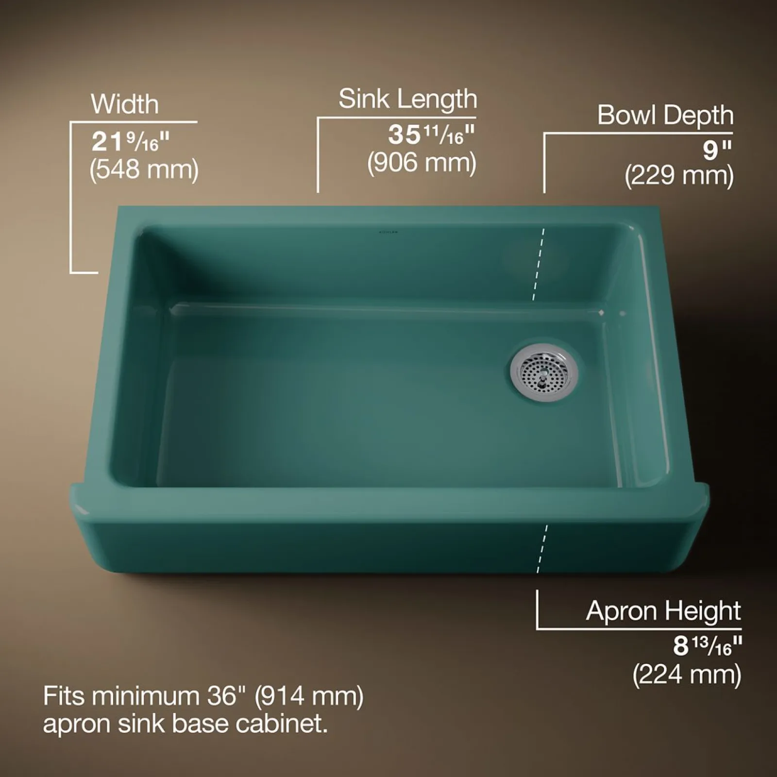35-3/4" undermount single-bowl farmhouse kitchen sink^Kohler Sale