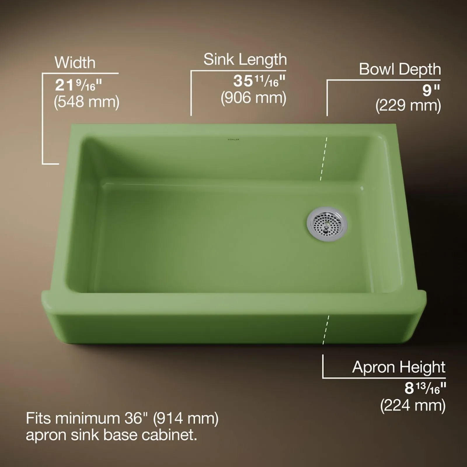 35-3/4" undermount single-bowl farmhouse kitchen sink^Kohler Sale