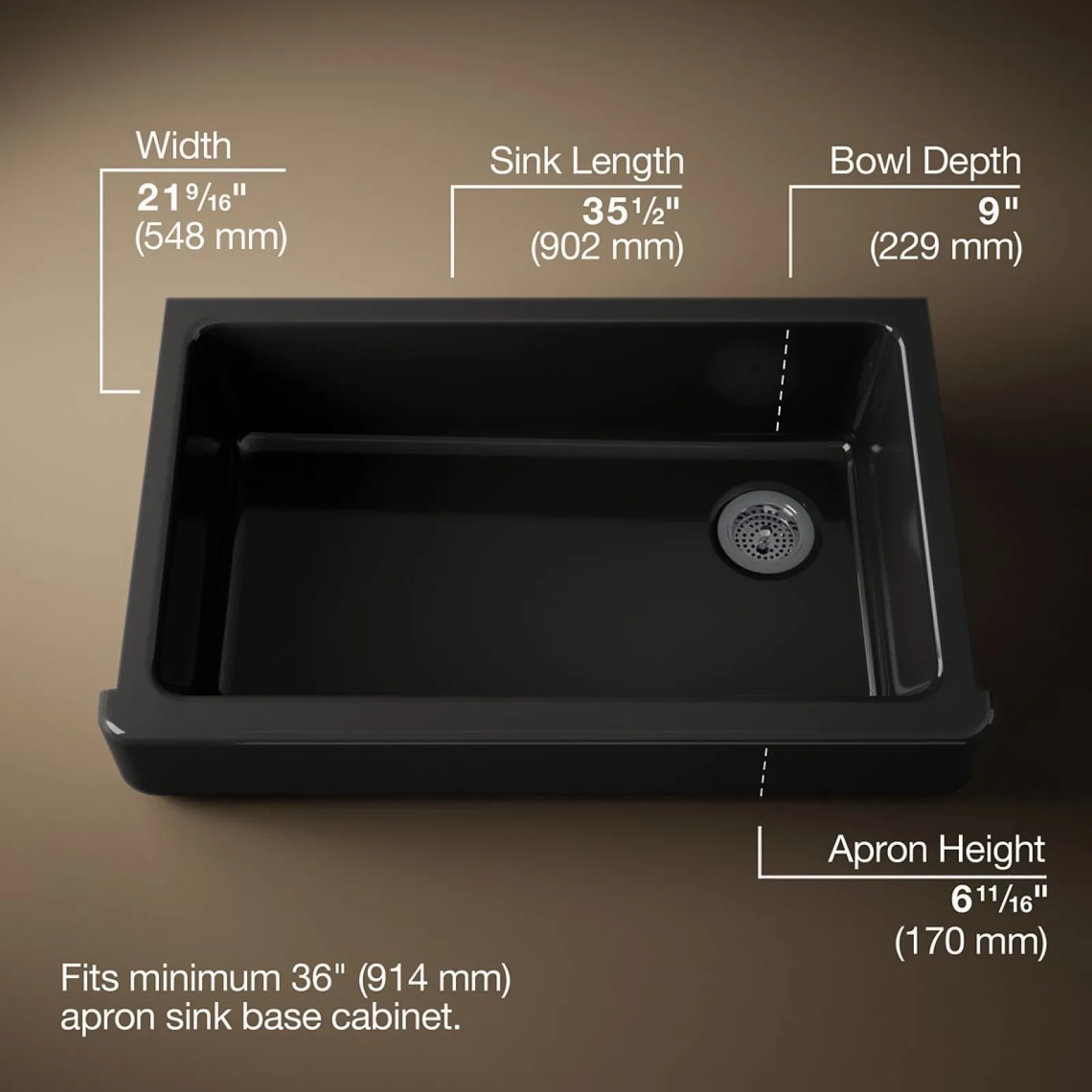 35-1/2" undermount single-bowl farmhouse kitchen sink^Kohler Hot