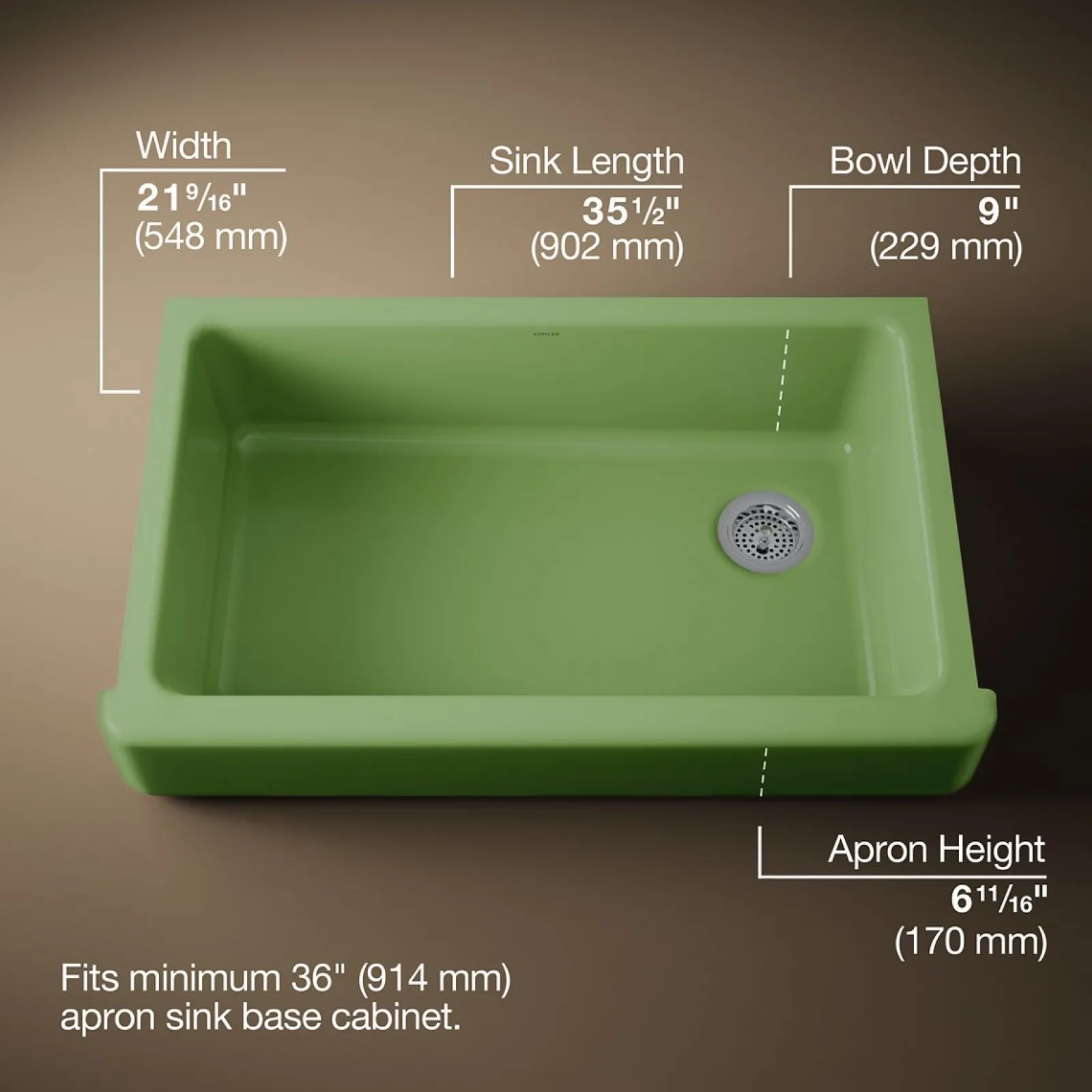 35-1/2" undermount single-bowl farmhouse kitchen sink^Kohler Hot