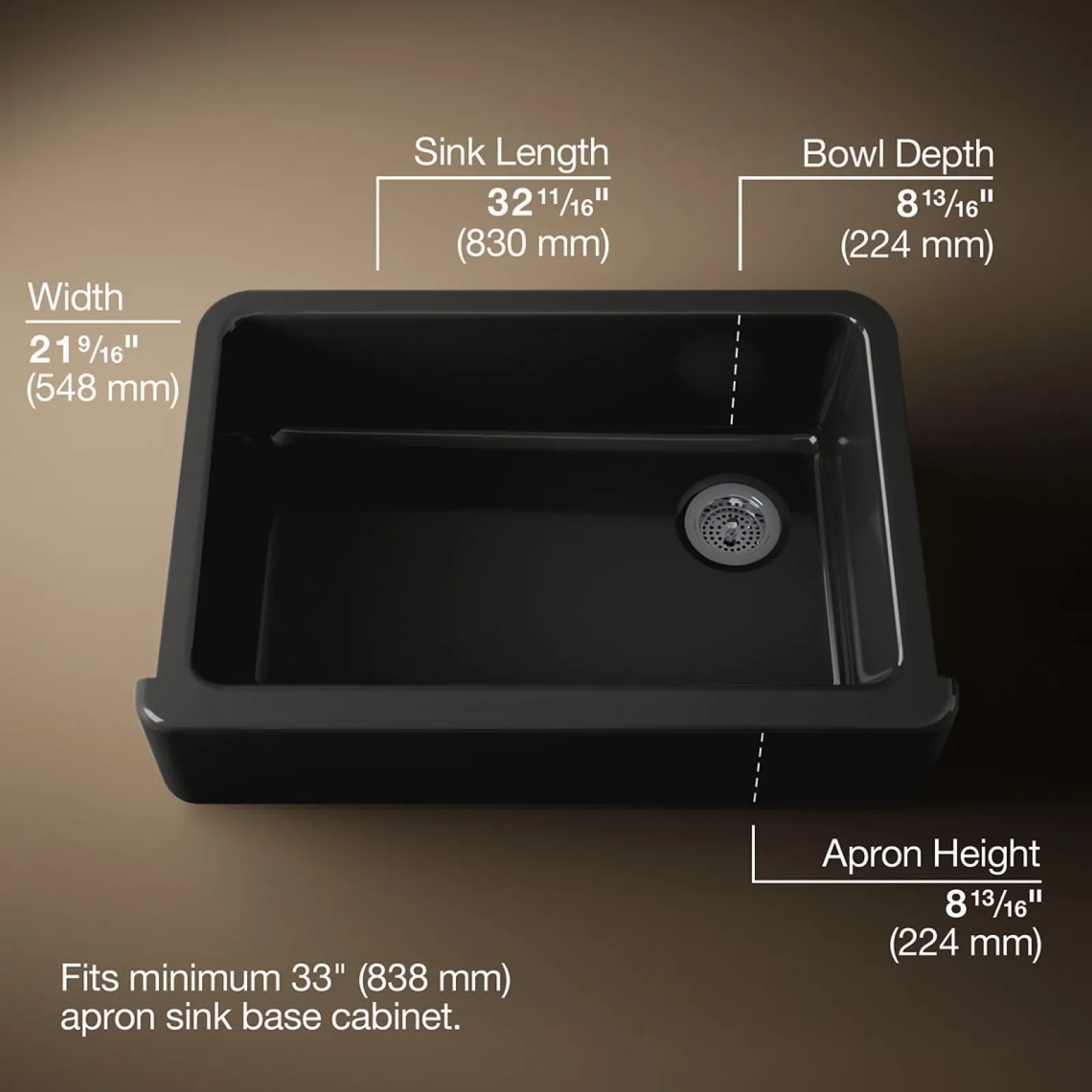 32-3/4" undermount single-bowl farmhouse kitchen sink^Kohler Sale