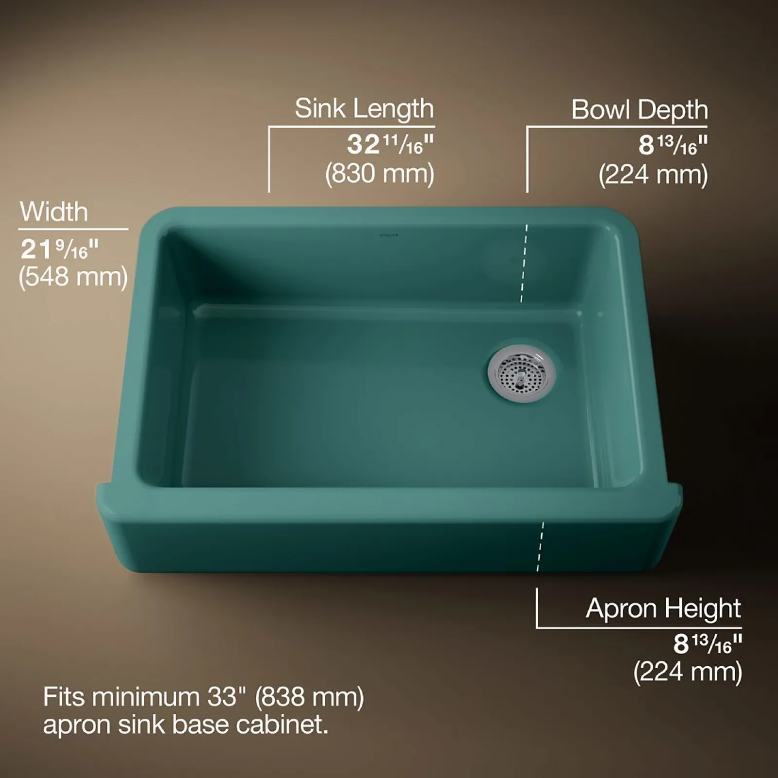 32-3/4" undermount single-bowl farmhouse kitchen sink^Kohler Sale