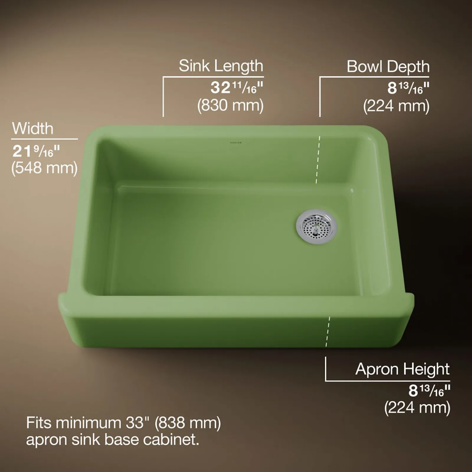 32-3/4" undermount single-bowl farmhouse kitchen sink^Kohler Sale