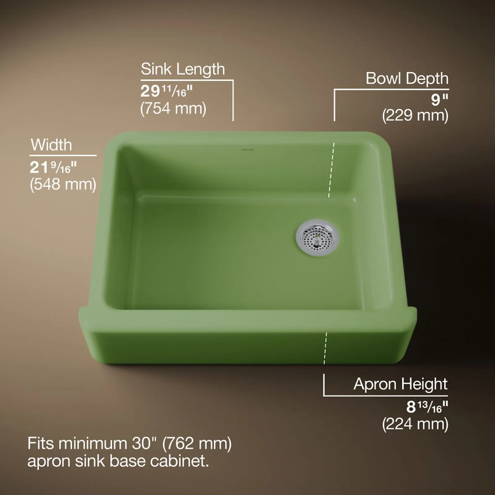 29-3/4" undermount single-bowl farmhouse kitchen sink^Kohler Clearance