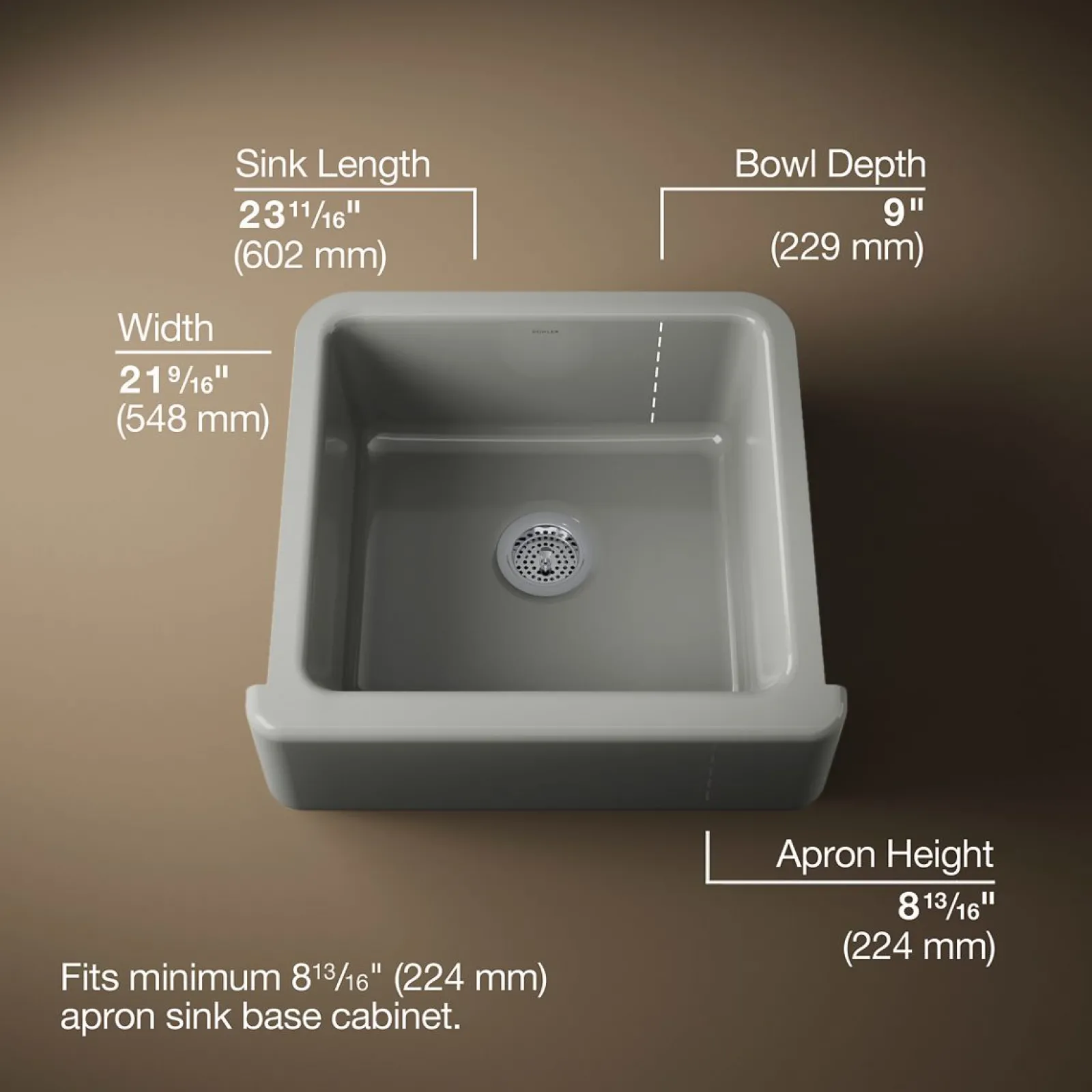 23-1/2" undermount single-bowl farmhouse kitchen sink^Kohler Best