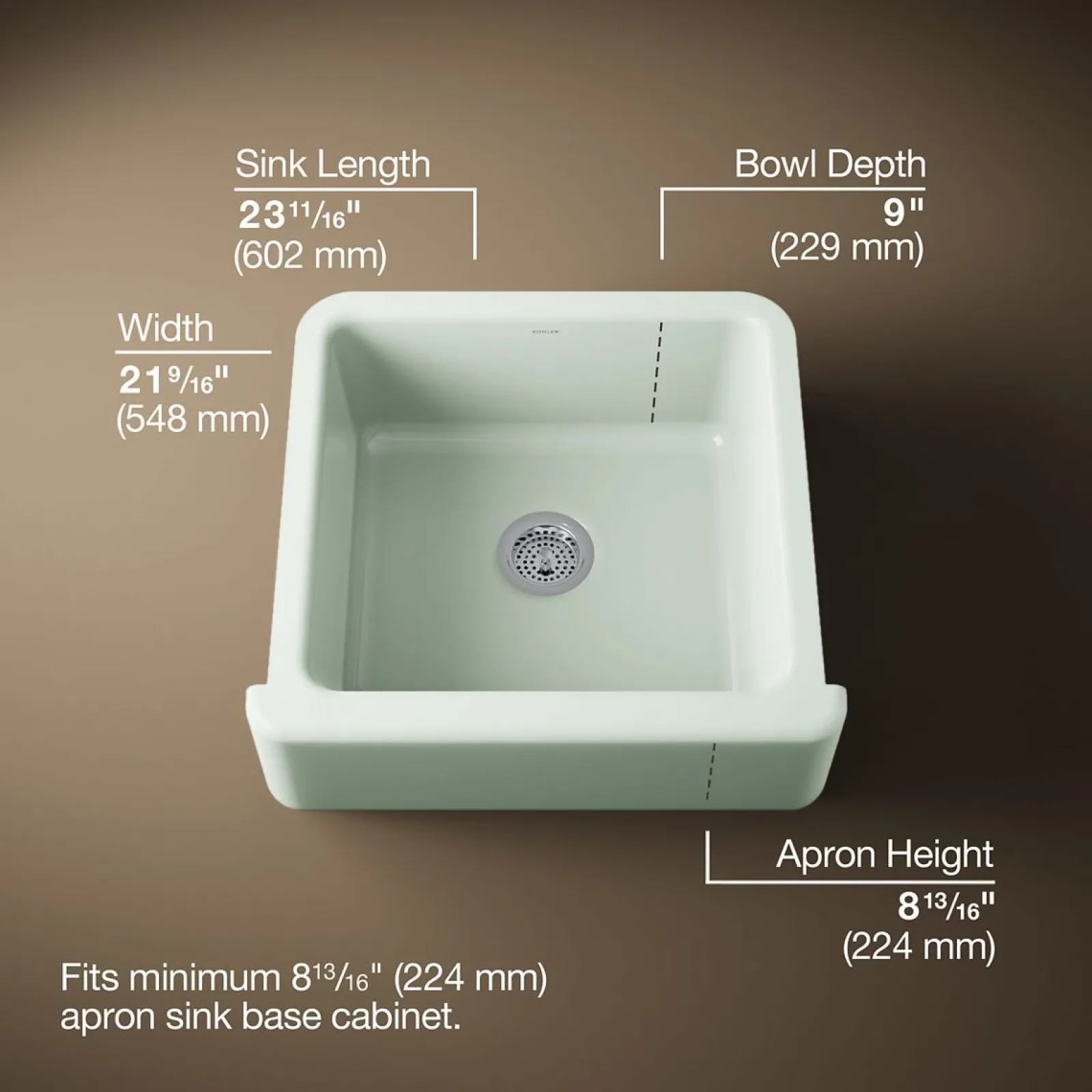 23-1/2" undermount single-bowl farmhouse kitchen sink^Kohler Best