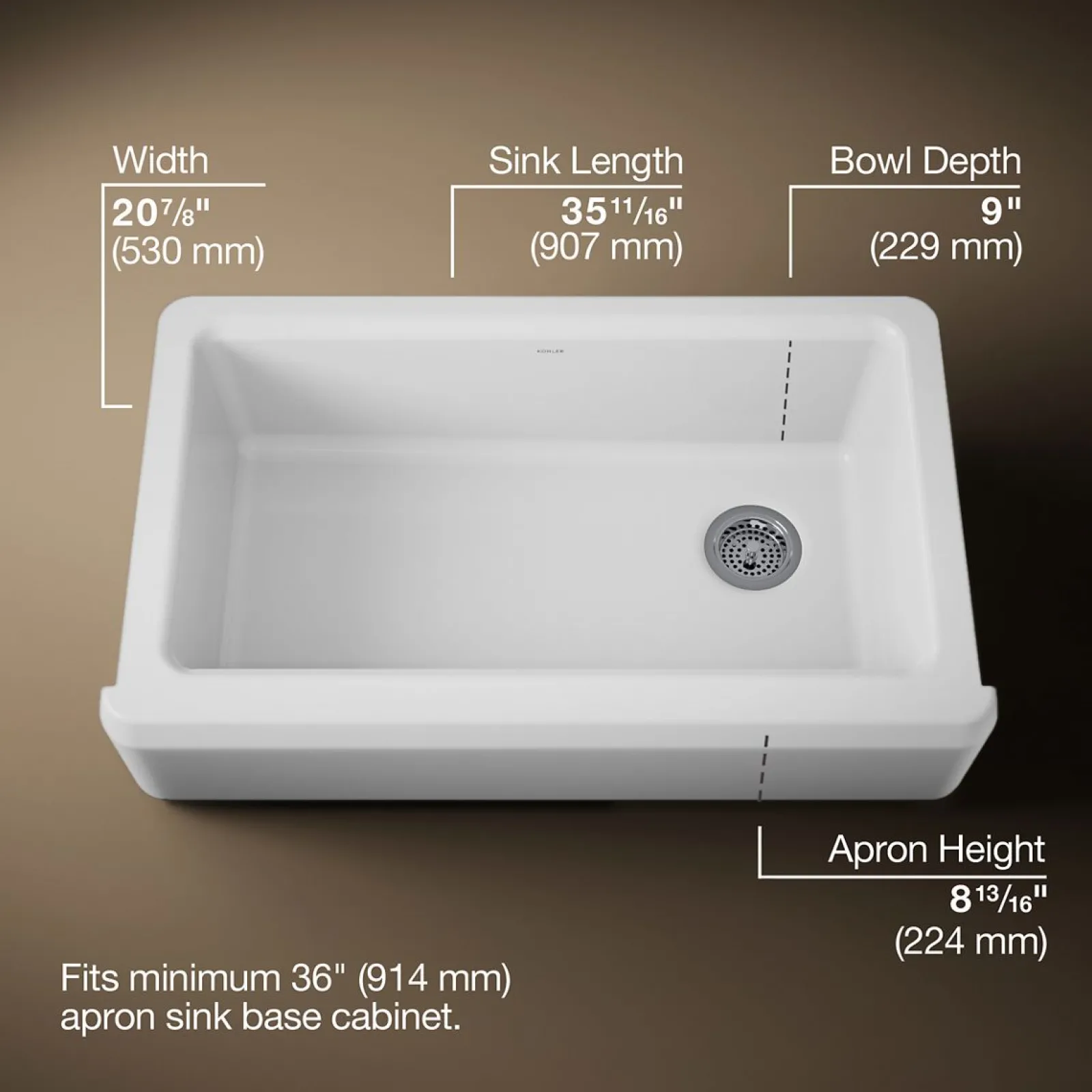 35-3/4" undermount single-bowl farmhouse workstation kitchen sink^Kohler Clearance