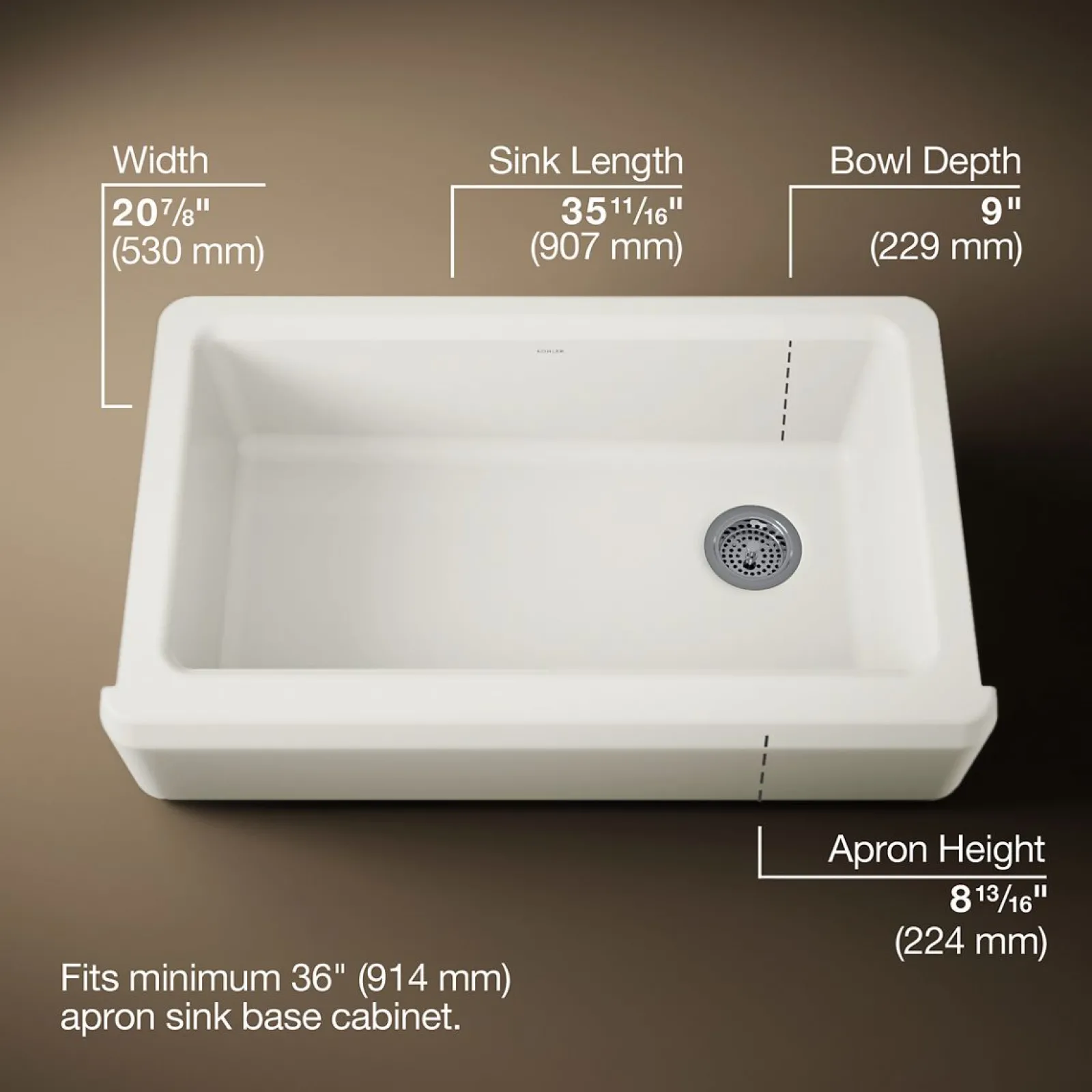 35-3/4" undermount single-bowl farmhouse workstation kitchen sink^Kohler Clearance
